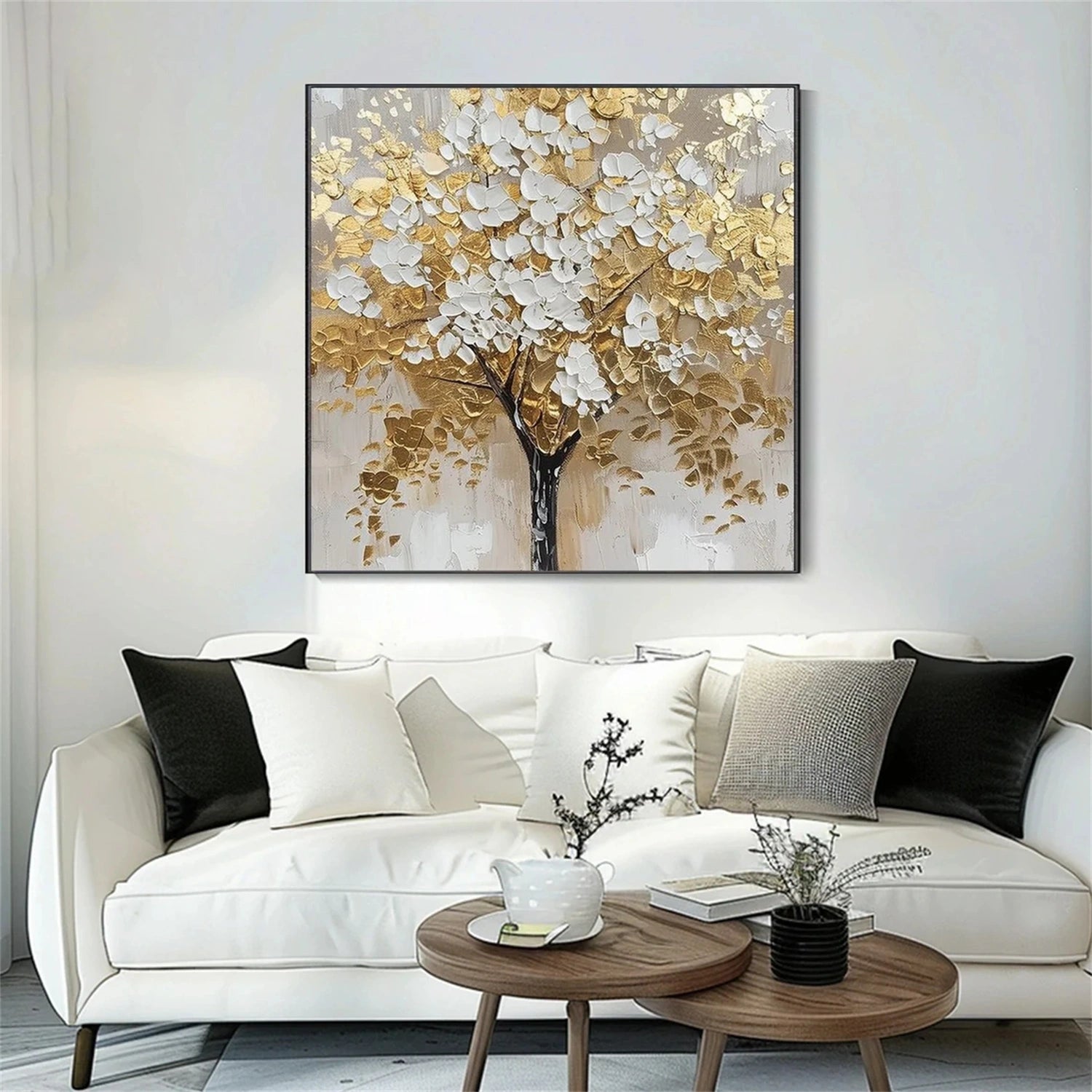 Flower and Tree Painting #FT137 - Handmade Canvas Wall Art for Home & Office Decor | Perfect for Living Room, Bedroom, and Gift Giving