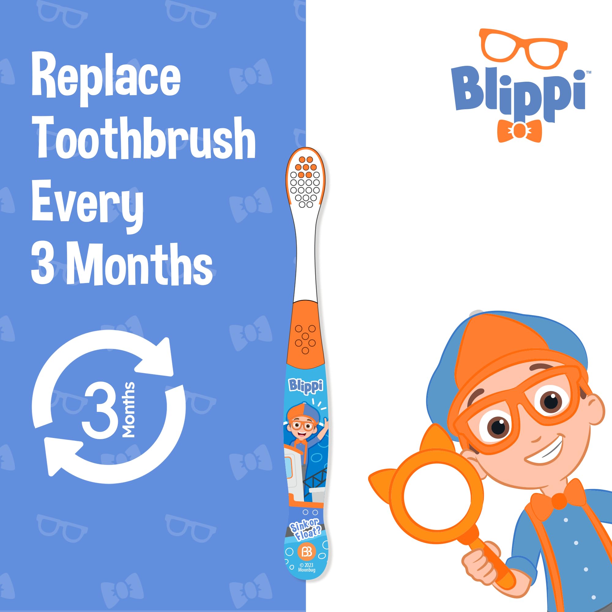 Blippi Kids Toothbrushes 6-Pack - Soft Manual Toothbrushes for Toddlers 2-4 Years | Fun & Safe Children's Toothbrush for Daily Oral Care | Perfect for Home, Travel & School Use