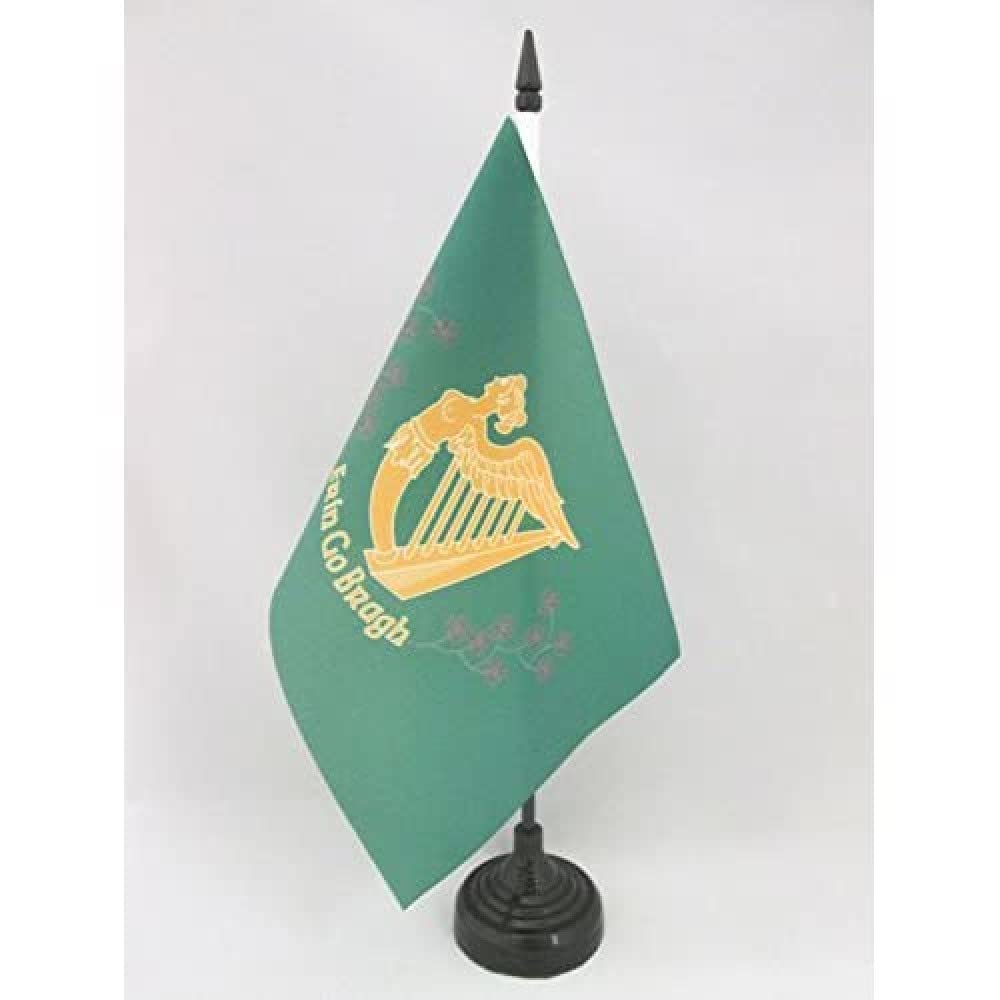 Ireland Erin Go Bragh Table Flag 5'' x 8'' (21 x 14 cm) - Irish Desk Flag with Black Plastic Stick & Base - AZ FLAG - Perfect for St. Patrick's Day Decor, Irish Pub Displays & Celtic Pride Events