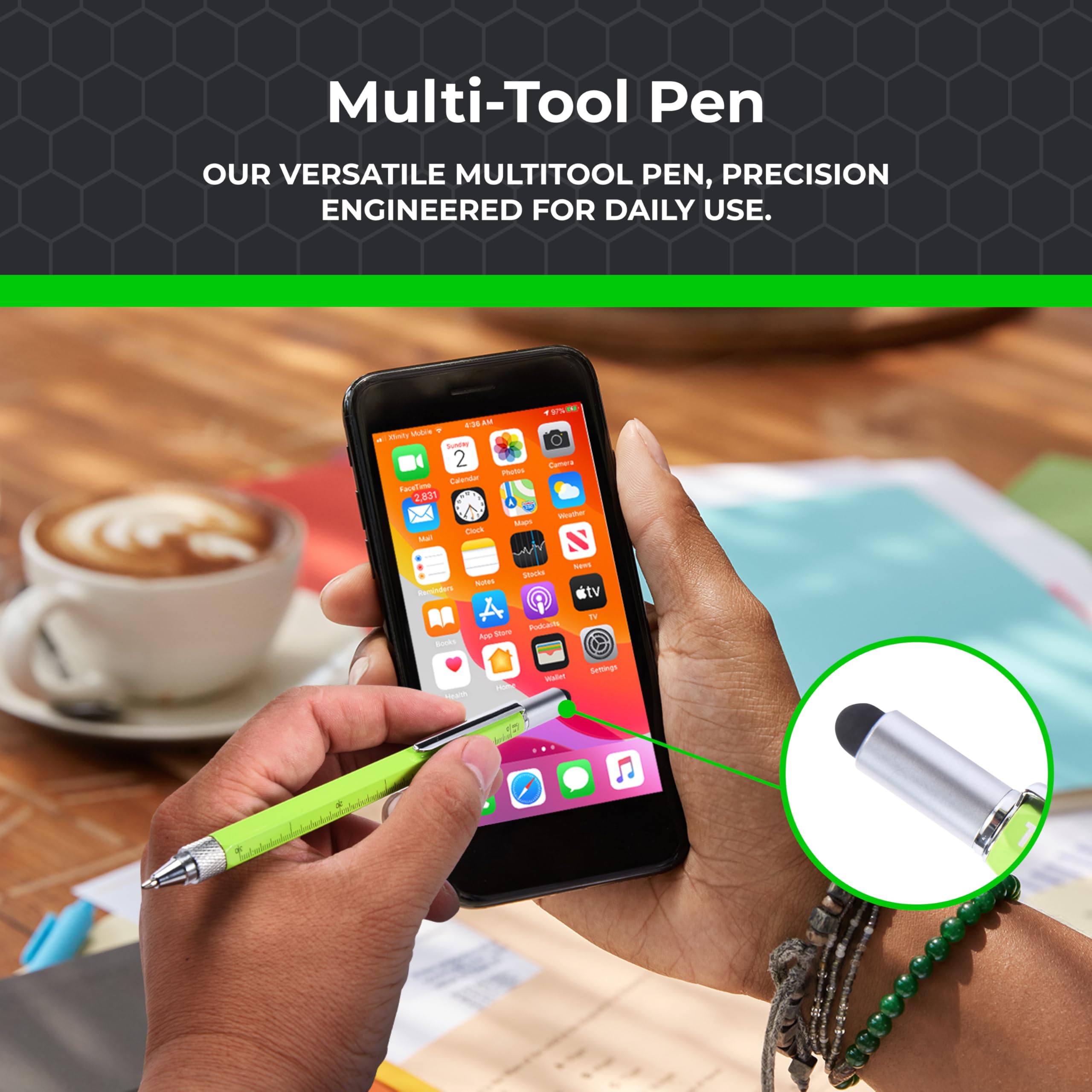 TOOLZILLA Multitool Pen - 12-in-1 Pocket Tool for Men, Perfect Gift for Dad, Engineer, Boyfriend, Husband - Stainless Steel Survival Pen with Screwdriver, Ruler & Bottle Opener - Great for Camping, Hiking, DIY Projects & Everyday Carry (EDC)