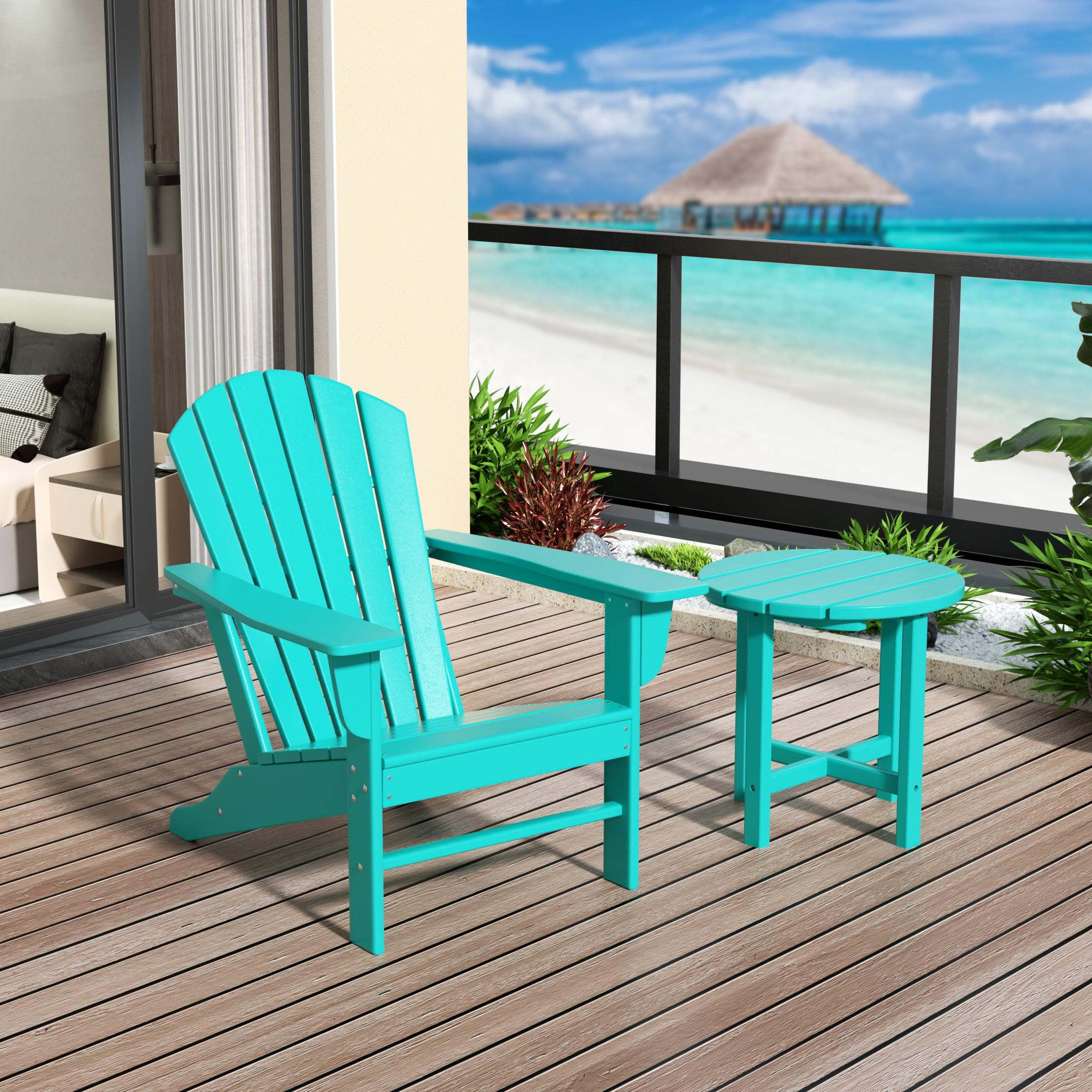WestinTrends Dylan Outdoor Adirondack Chair with Side Table Set - Patio, Garden & Poolside Relaxation Furniture for Backyard & Deck