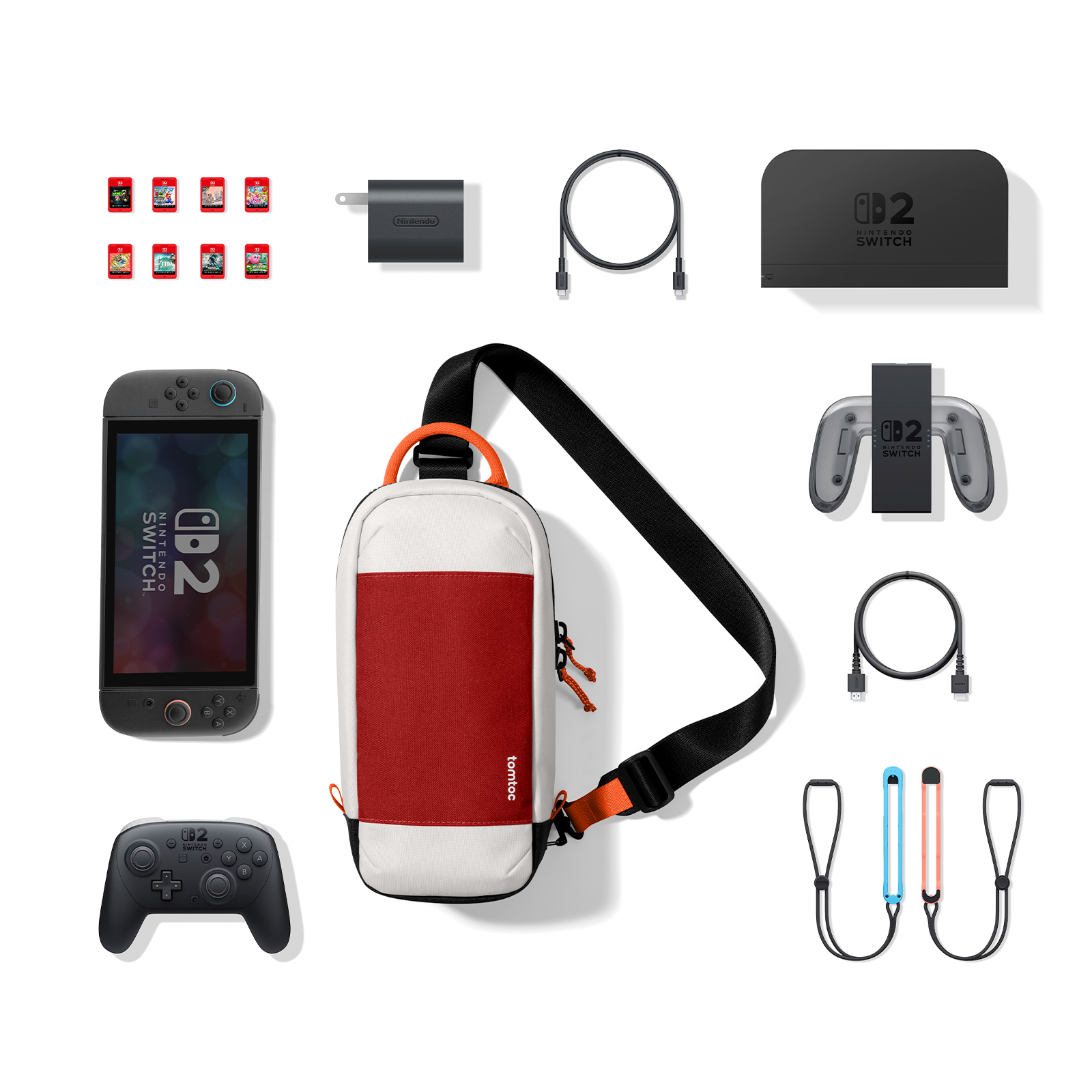 GameOn G49 Nintendo Switch 2 Sling Bag - Compact & Water-Resistant Carrying Case for Switch Console & Accessories - Perfect for Travel, Commuting & Gaming On-The-Go
