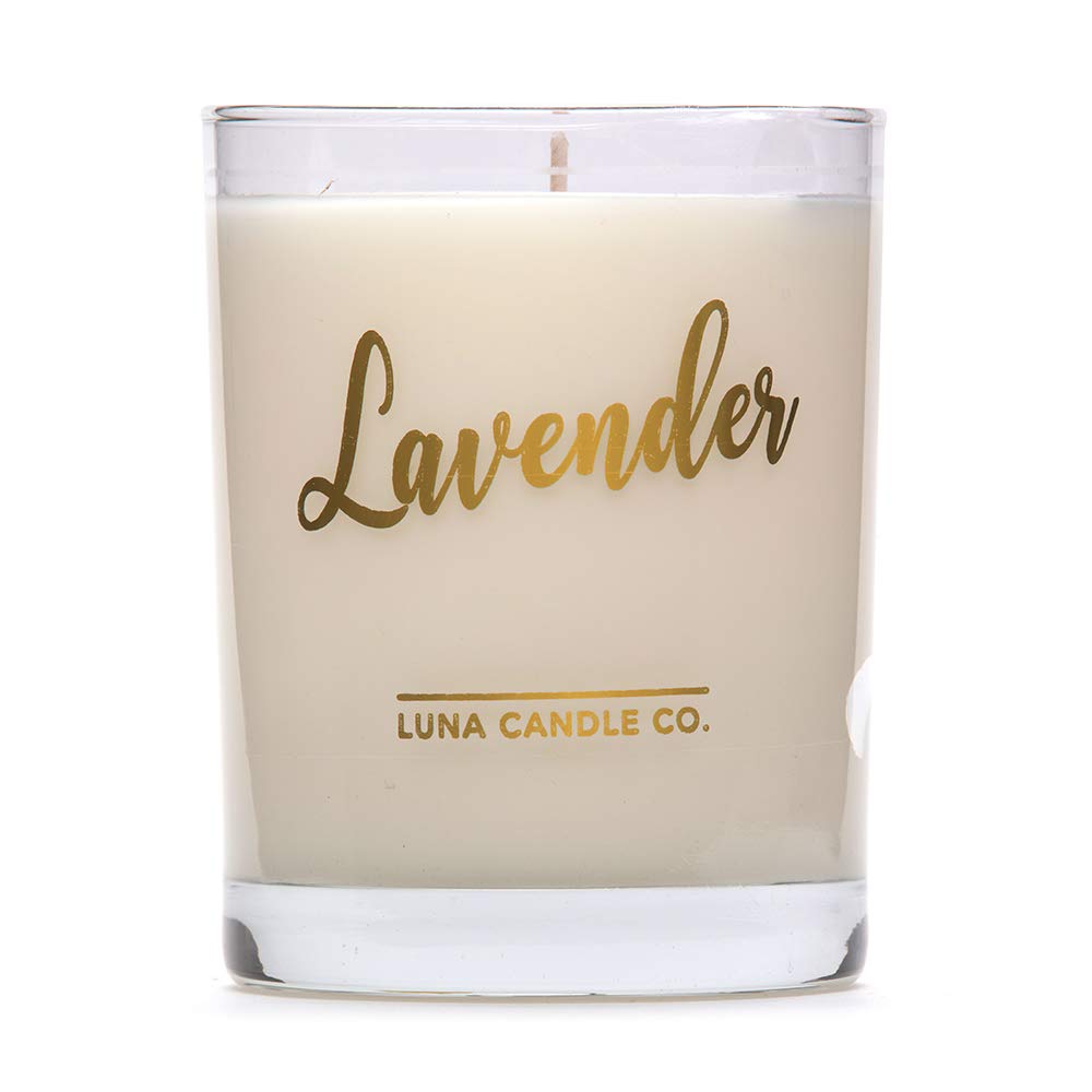 Premium Soy Wax Lavender Scented Candle - 11oz Glass Jar, 110 Hours Burn Time, Low Smoke, Handmade in USA | Aromatherapy, Stress Relief & Home Decor for Bedroom, Bathroom, Yoga & Meditation Spaces