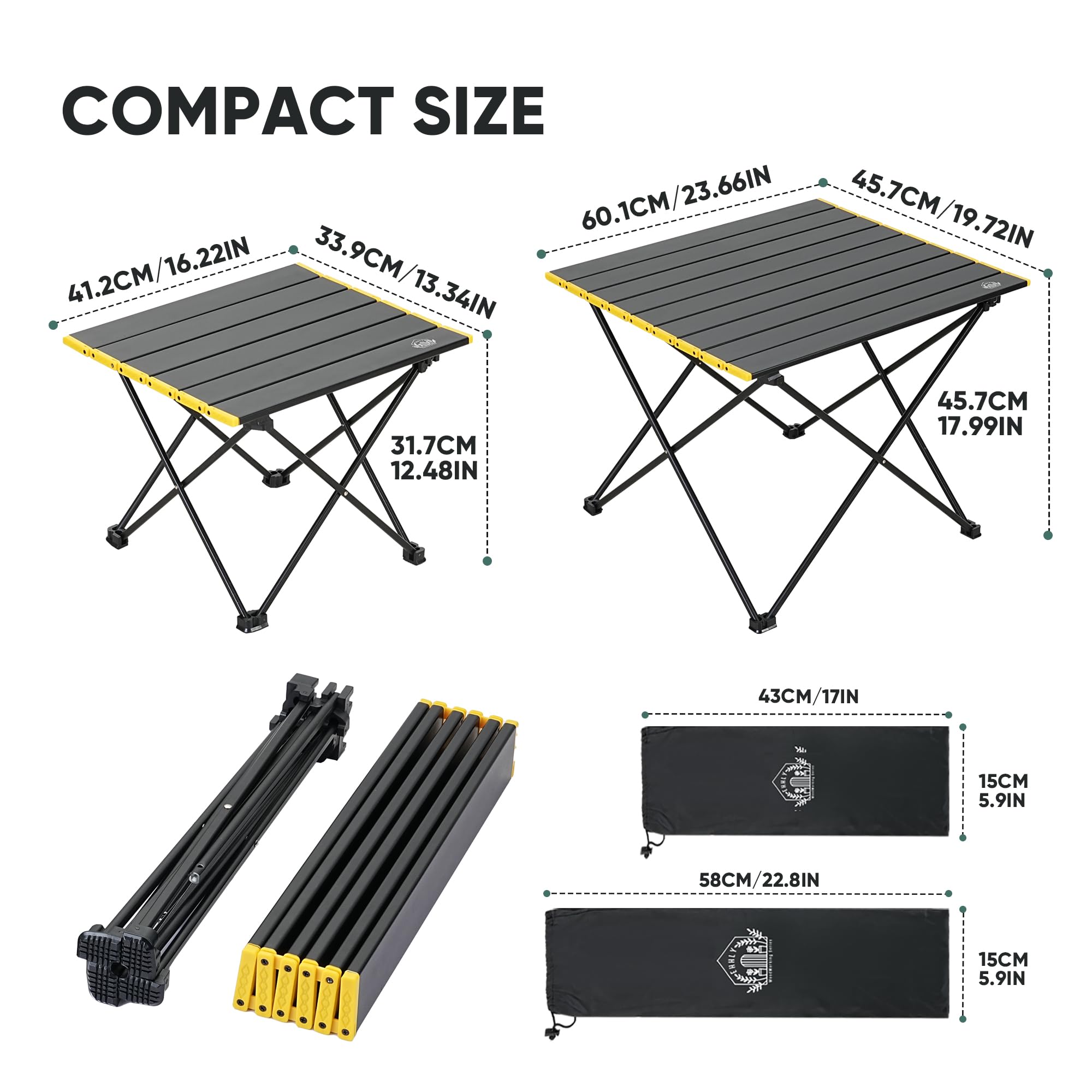 Portable Folding Camping Table - Compact Aluminum Picnic Table for Outdoor, Beach & Travel | Lightweight Collapsible Design | Perfect for Camping, BBQ, Tailgating & Beach Parties (Black)