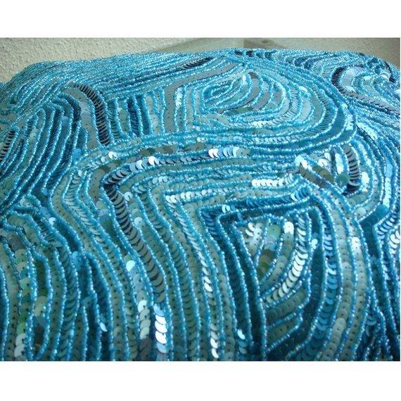 Aqua Infinity Aqua Blue Art Silk Decorative Euro Sham Pillow Cover - Luxury Bedding Accent for Master Bedroom, Guest Room & Home Decor