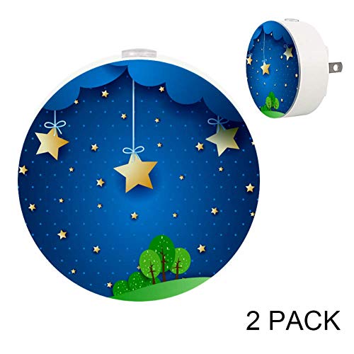 Countryside Fantasy Stars LED Night Light with Motion Sensor - 2 Pack for Bedroom, Hallway, Kitchen & Nursery | Energy-Efficient Auto On/Off Nightlight for Kids, Adults & Home Decor