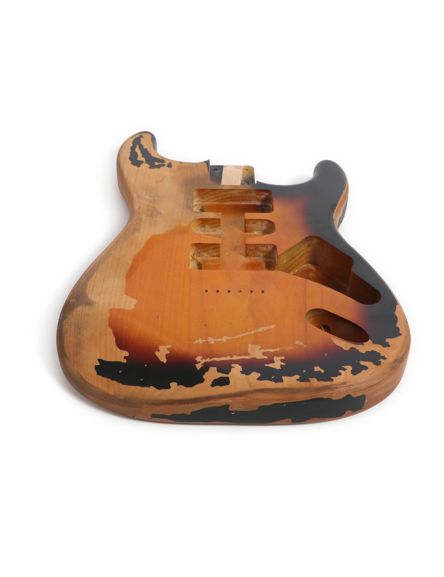 Vintage Relic Electric Guitar Body - ST Style Nitro Finish Alder Wood DIY Guitar Kit with HSH Pickup Configuration in 3-Tone Sunburst | Perfect for Custom Builds, Home Studios & Professional Performances