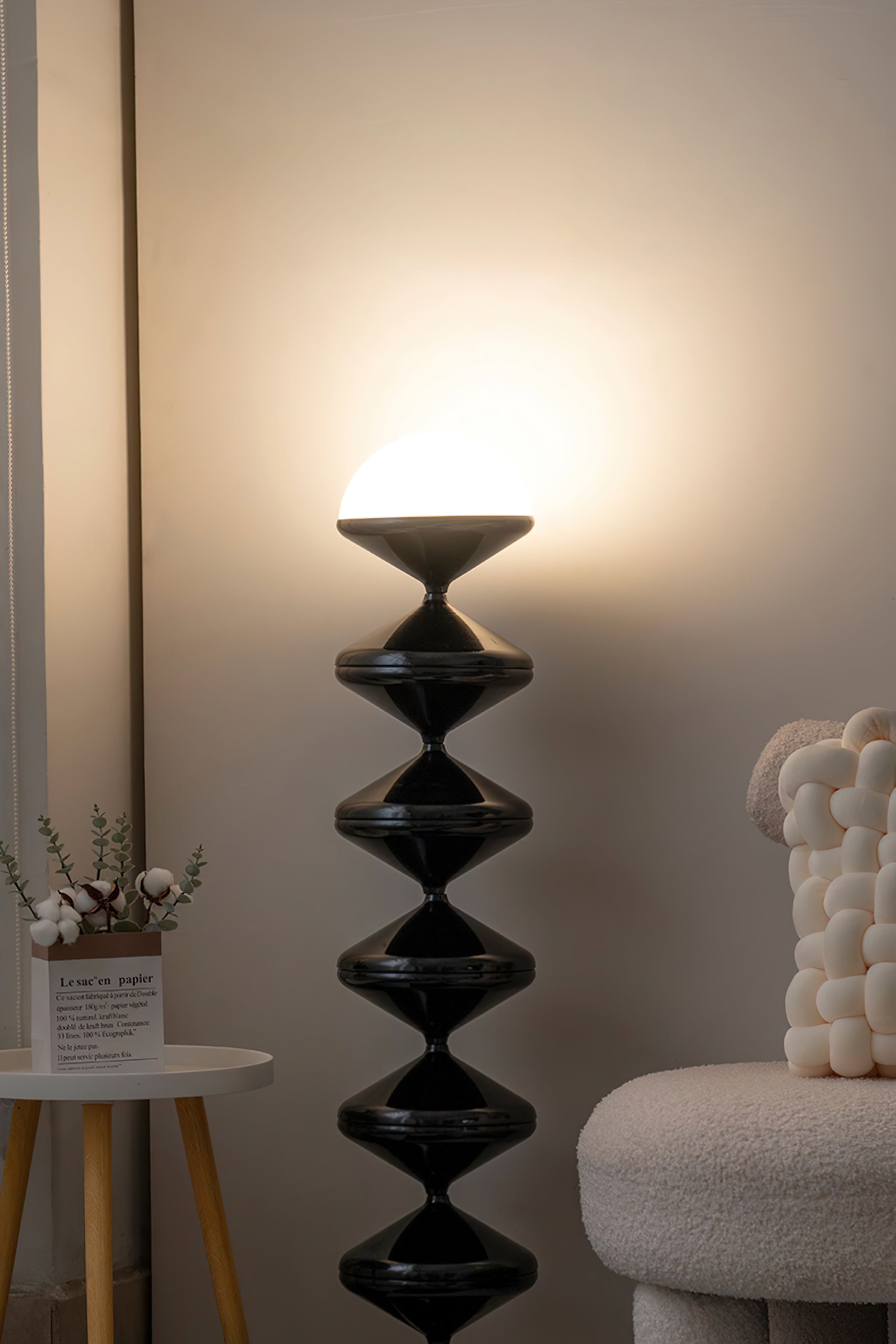 Modern Twist Gourd Floor Lamp - Elegant Home Decor Lighting for Living Room, Bedroom & Office - Adjustable Height & Warm White LED Bulb Included - Perfect for Reading, Relaxing & Creating Ambiance