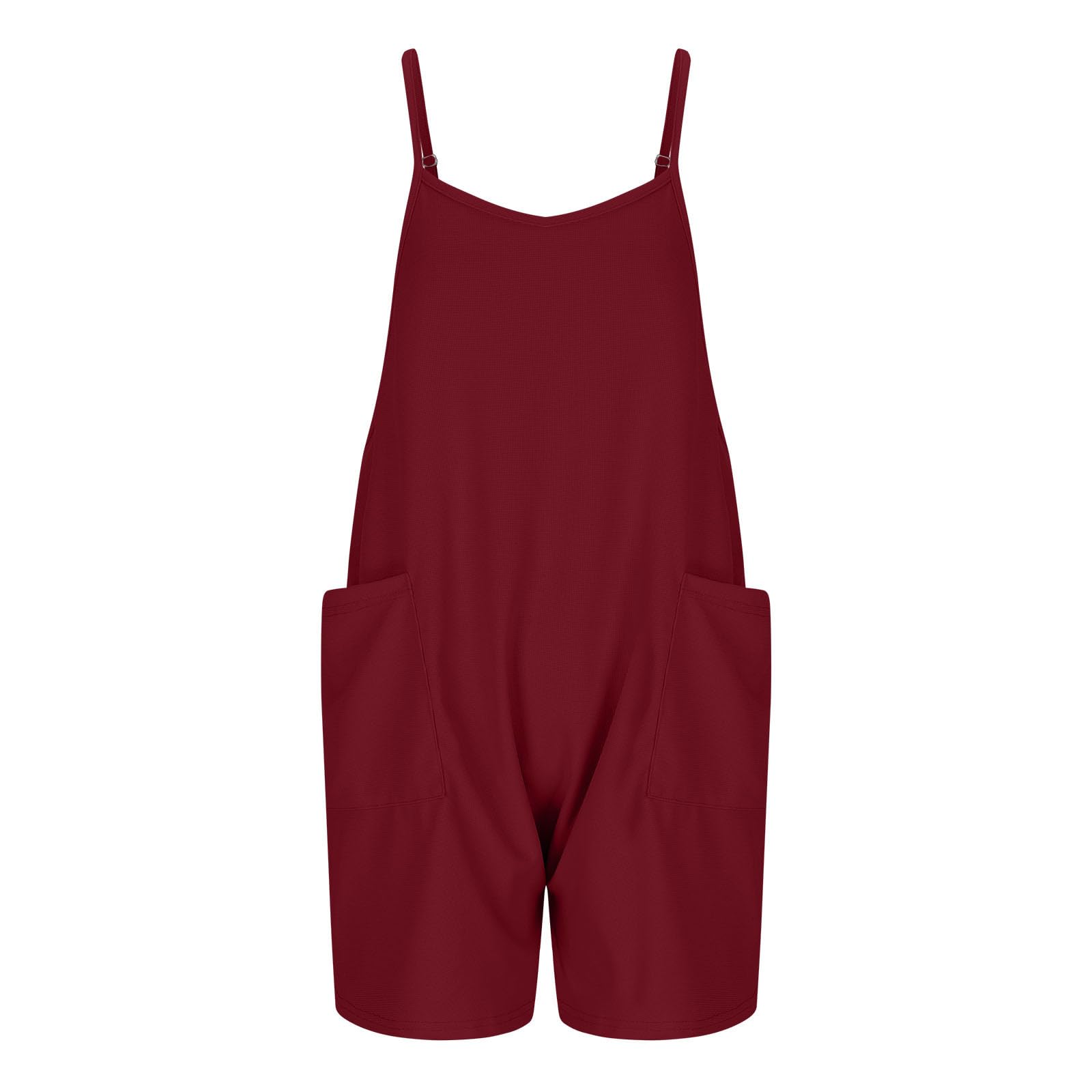 AGWOLF Women's Casual Summer Romper - Adjustable Straps Sleeveless Jumpsuit with Pockets | Waffle Knit Shorts Onesie for Beach, Vacation & Outdoor Activities 2024