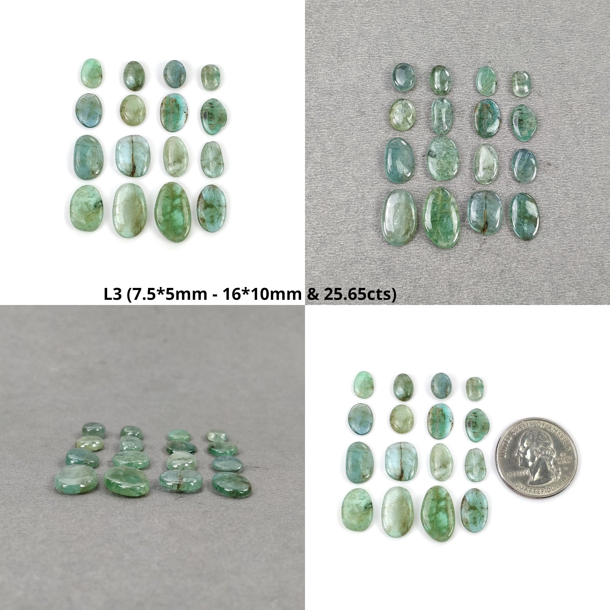 Natural Untreated Green Emerald Gemstone Cabochon - 11pcs, 15pcs, 16pcs | Raw Uneven Shape for Jewelry Making, Wire Wrapping & Healing Crystals Collection