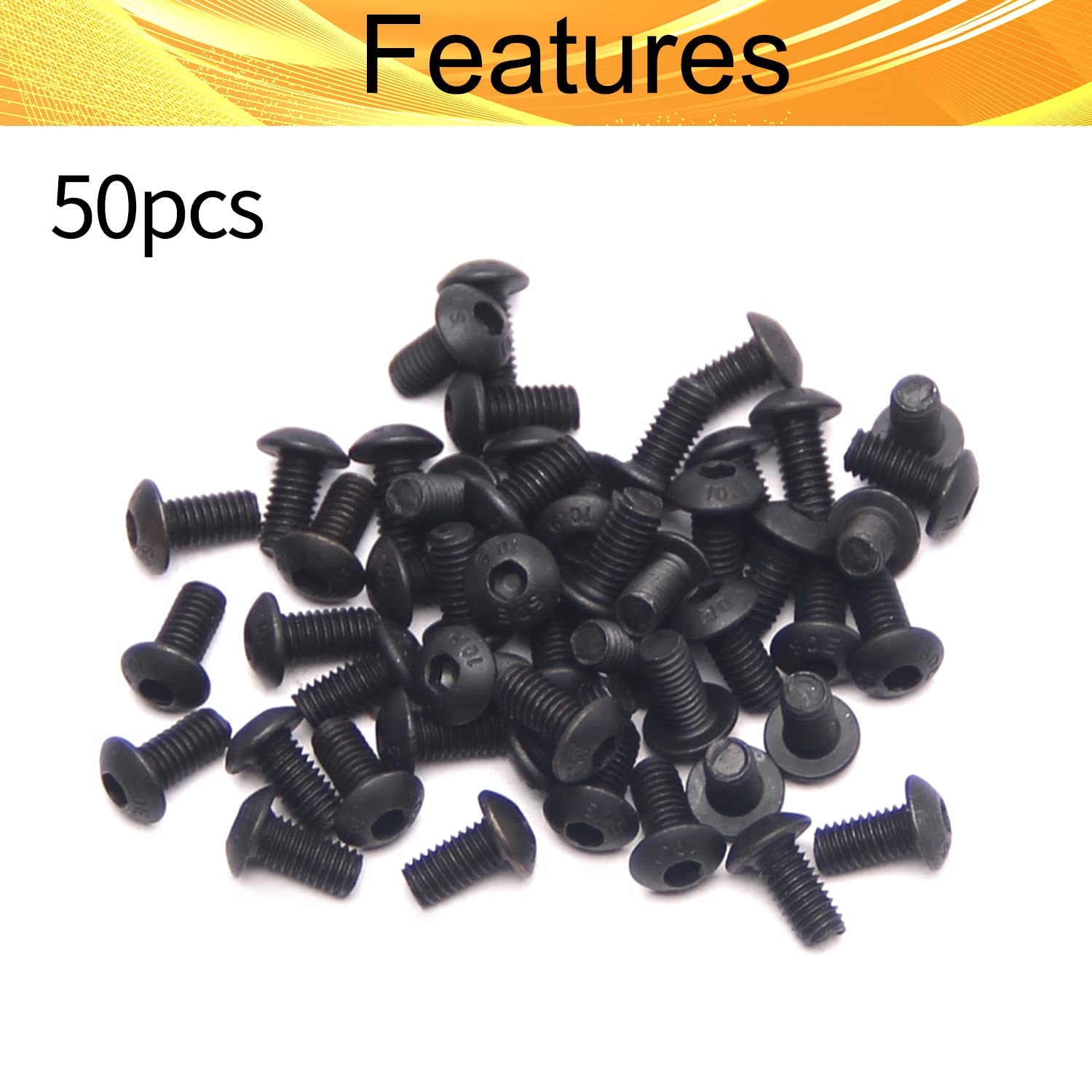15Pcs M3x6mm Black Hex Socket Head Screws for Furniture Assembly