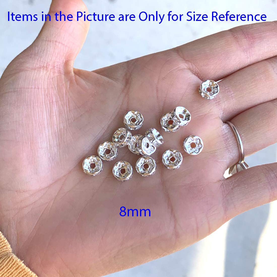 100pcs AAA Grade 8mm (0.31 Inch) Siam Red Rhinestone Rondelle Beads - Silver Plated Brass Spacer Crystal Beads for DIY Jewelry Making, Crafting, Bracelets & Necklace Designs - Perfect for Wedding, Party & Fashion Accessories