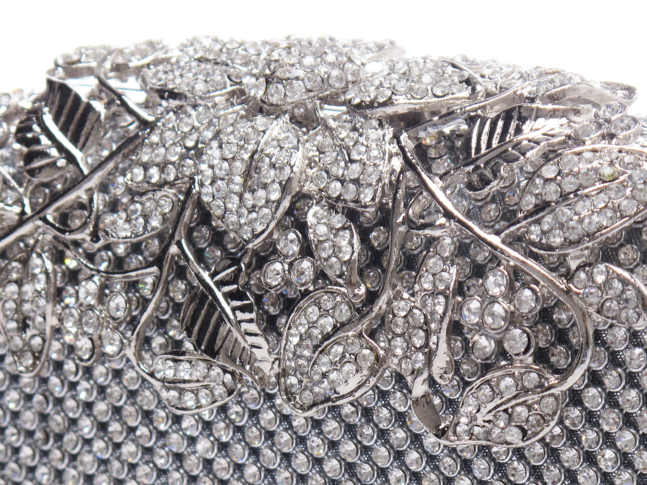 Elegant Silver Crystal Clutch Purse with Unique Clasp - Sparkling Diamond Evening Bag for Party, Wedding, Prom & Special Occasions