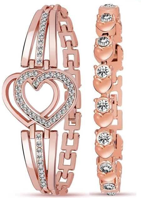 Trendy Women's Watch and Bracelet Set (SR-942 AT-9421) - 3 Piece Fashion Jewelry Combo for Girls & Ladies - Perfect for Casual Wear, Office & Special Occasions