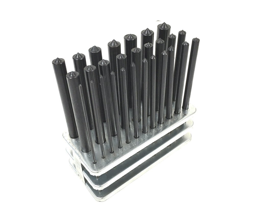 28-Piece Center Transfer Punch Set - High Precision Machinist Tool Kit with Heat-Treated Steel & Black Oxide Finish - Perfect for Metalworking, Jewelry Making, and Automotive Repair