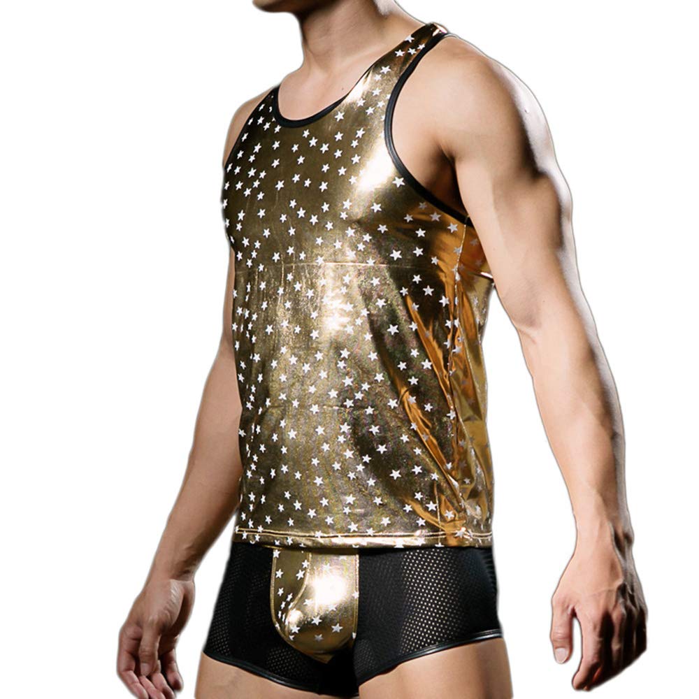 Mendove Men's Metallic Star Print Sleeveless Tank Top - Stylish Summer Muscle Shirt for Gym, Beach & Casual Wear