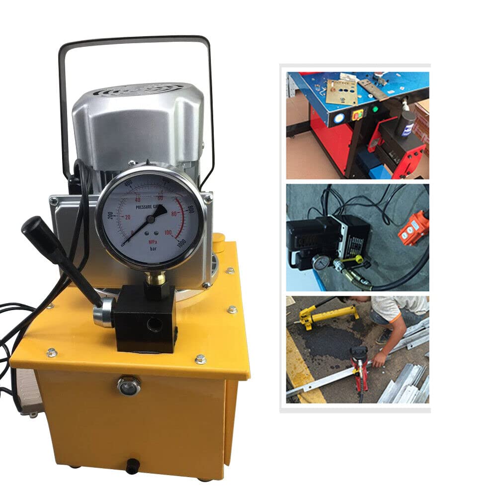7L 220V Electric Hydraulic Pump 700 Bar with Manual Valve 0.6L/min Flow - Ideal for Industrial Hydraulic Systems, Automotive Repair, and Heavy Equipment Maintenance