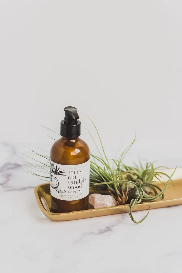 Organic Coconut Sandalwood Body Lotion 8 oz - Moisturizing & Relaxing Skin Care for Dry Skin - Perfect for Spa Days, Massage Therapy & Nighttime Relaxation