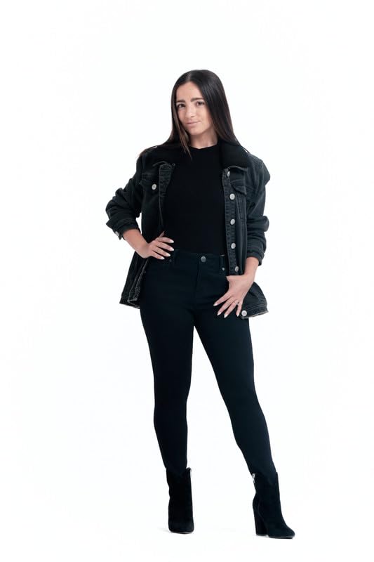 1822 Denim Petite Butter Soft Mid-Rise Ankle Skinny Jeans for Women - Midnight Blue Rinse | Comfortable Stretch Denim Pants for Casual Wear & Office Outfits