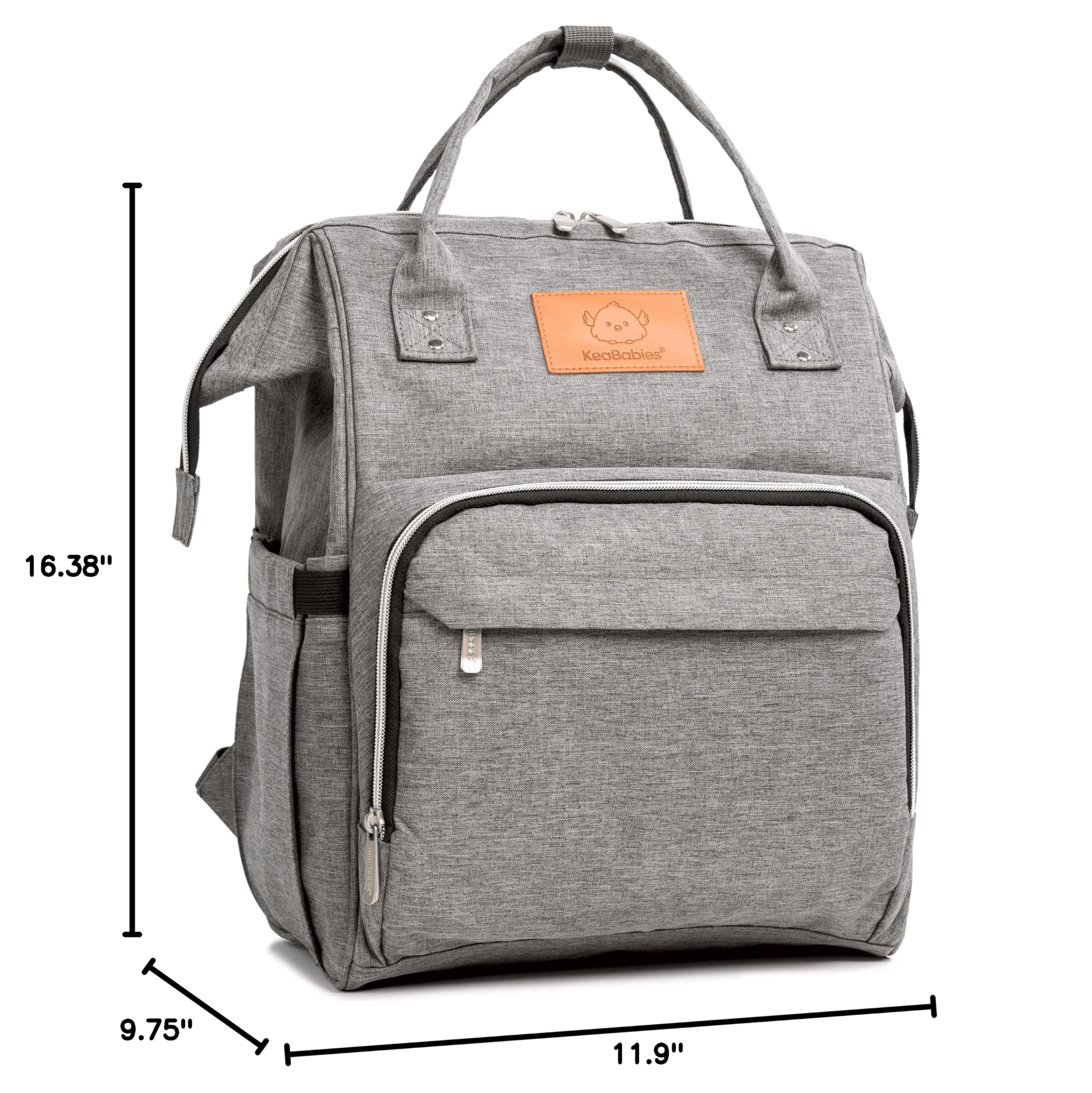 KeaBabies Waterproof Baby Diaper Backpack - Large Multi-Functional Travel Diaper Bag for Boys & Girls with Changing Pad (Graphite) | Perfect for Daycare, Travel & On-the-Go Parents