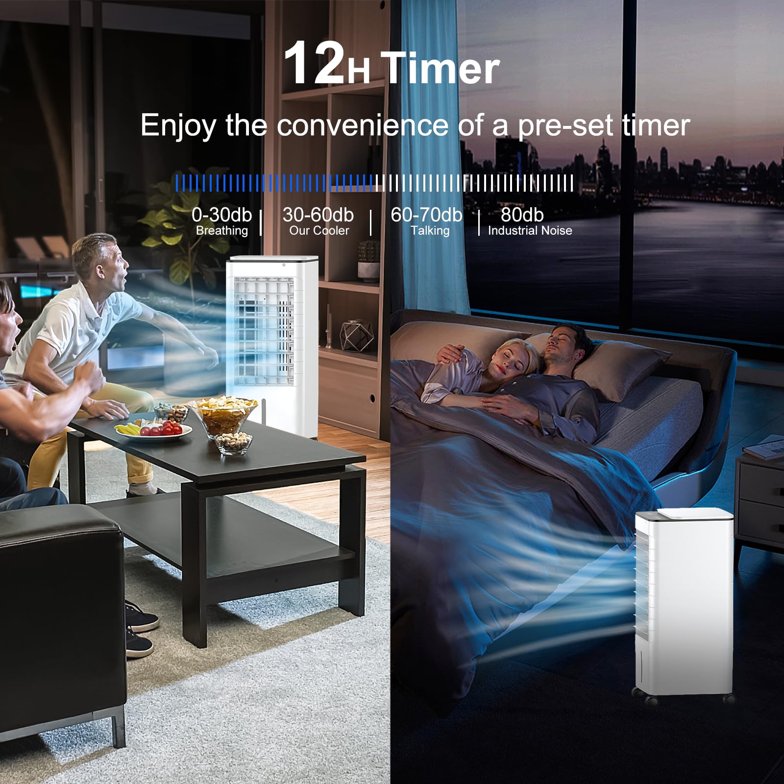 BIESQYA Portable Air Conditioner - Ductless Windowless AC Unit with Evaporative Cooling, 3 Ice Boxes, Remote Control & Removable Water Tank - Perfect for Bedroom, Office, Kitchen, Indoor & Outdoor Use