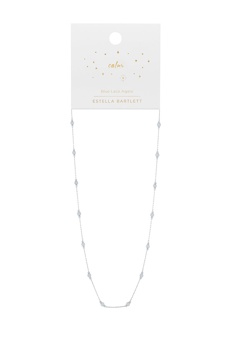 Healing Blue Lace Agate Gemstone Bead Necklace for Women - Natural Stress Relief & Chakra Balancing Jewelry - Perfect for Meditation, Yoga & Spiritual Healing