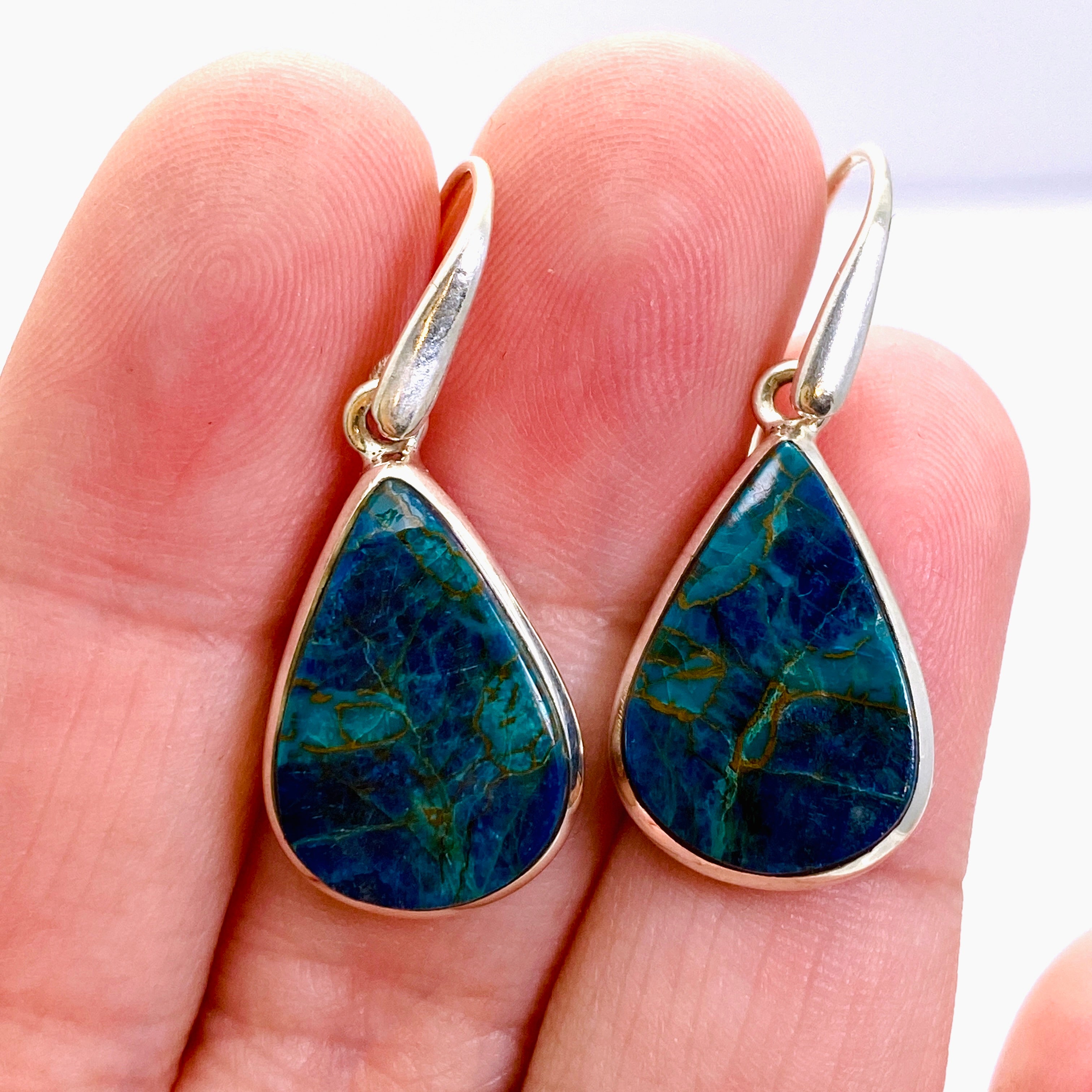 Shattuckite Teardrop Cabochon Earrings - Handmade Blue Gemstone Jewelry for Women | Perfect for Boho Style, Gift Giving & Special Occasions