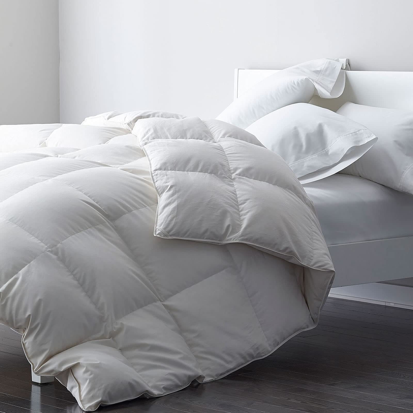 Premium DWR Heavyweight Feather Down Comforter California King Size - 100% Cotton Cover, Ultra Warm Hotel Style Bed Quilt - Thick Winter Duvet Insert for Cold Sleepers (Ivory White, 104x96 Inches) - Perfect for Freezing Nights & Luxury Bedroom Decor