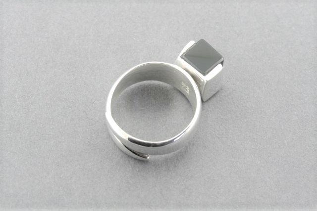 Adjustable Silver Block Ring with Onyx Stone - Stylish Unisex Jewelry for Men & Women - Perfect for Everyday Wear, Gifts & Special Occasions