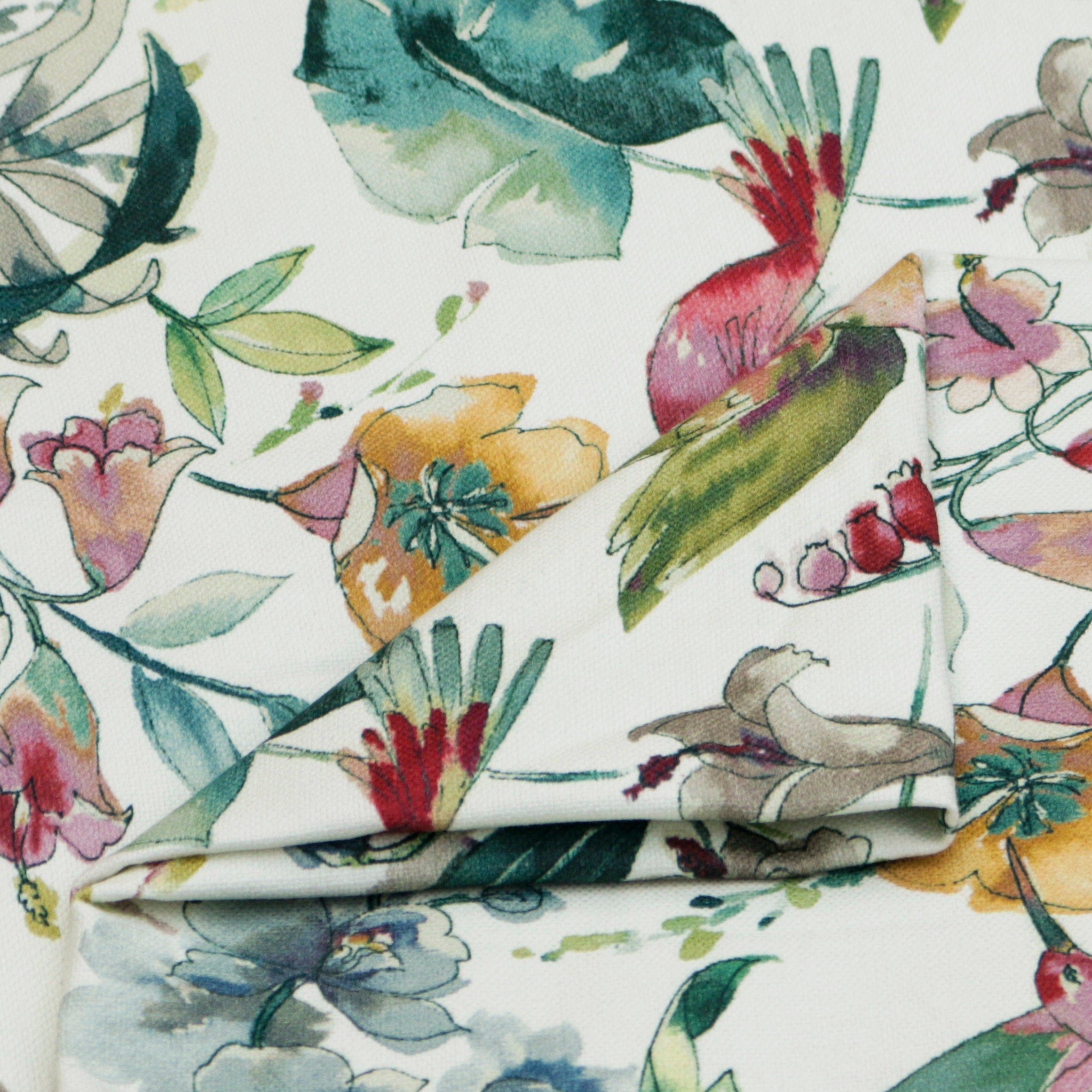 Birdy Love Green & Pink Printed Cotton Curtain Panels - Elegant Window Treatments for Living Room, Bedroom & Nursery Decor