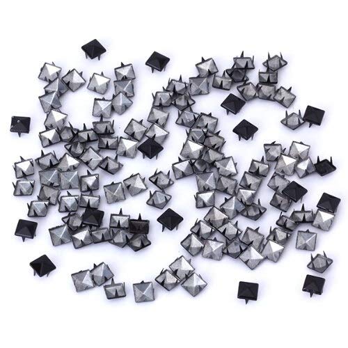 Ochoos 100pcs Black Pyramid Studs for DIY Punk Crafts - Perfect for Jackets & Accessories