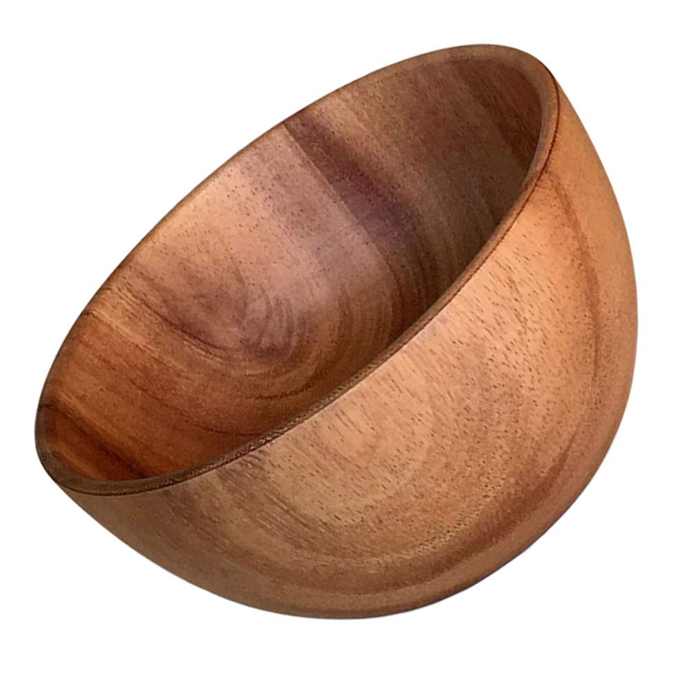 Natural Wooden Salad Bowl Set - Eco-Friendly Wood Rice, Pasta & Soup Serving Bowl - Japanese Ramen Noodle Bowl for Fruits, Vegetables, Appetizers & Snacks - Perfect for Home Dining, Picnics & Party Serving