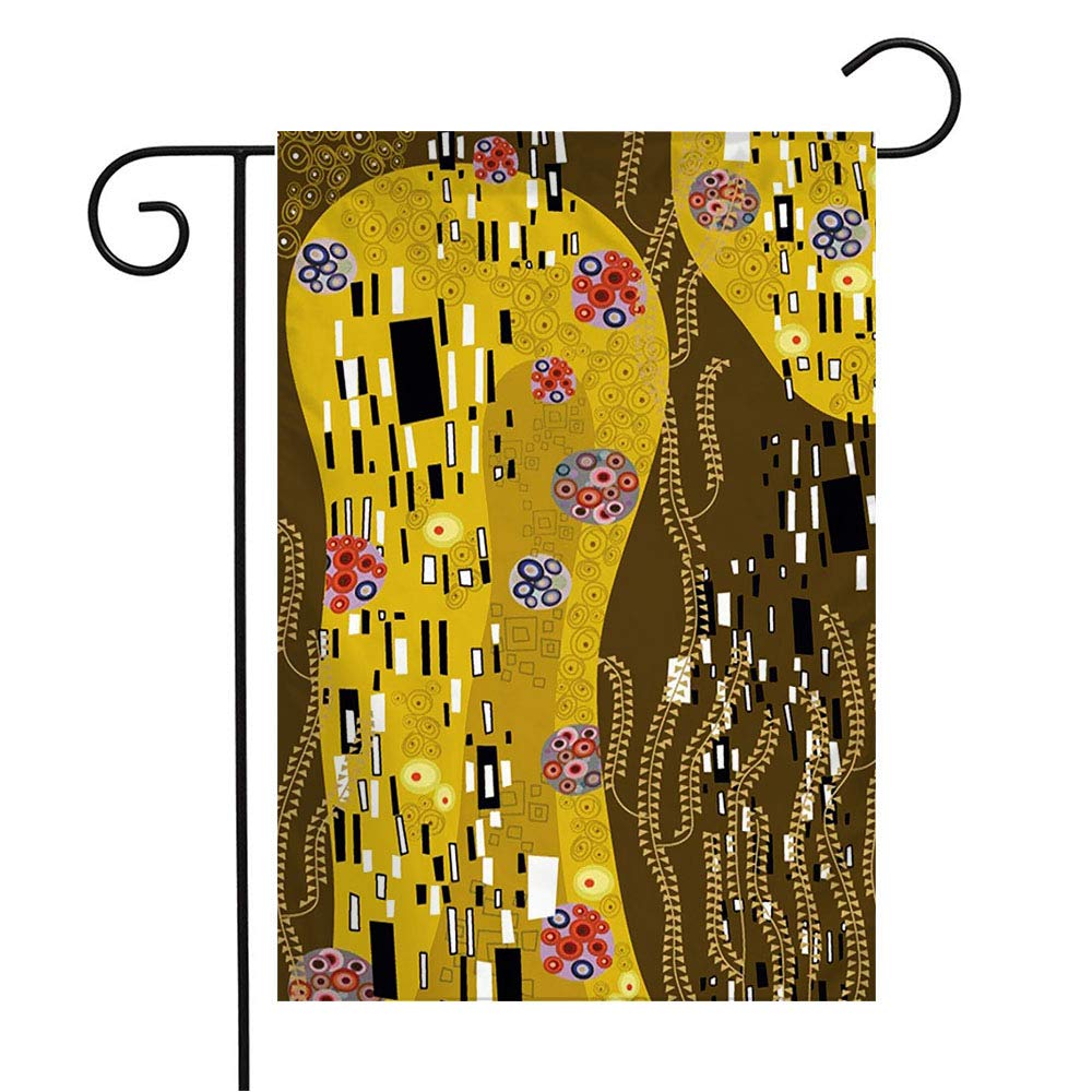 Retro Klimt Spiral Inspired Garden Flag - 12x18 Inch Organic Cotton Seasonal Outdoor Decor for Patio, Lawn & Home | Abstract White, Red & Purple Design - Perfect for Spring, Summer & Holiday Gifts