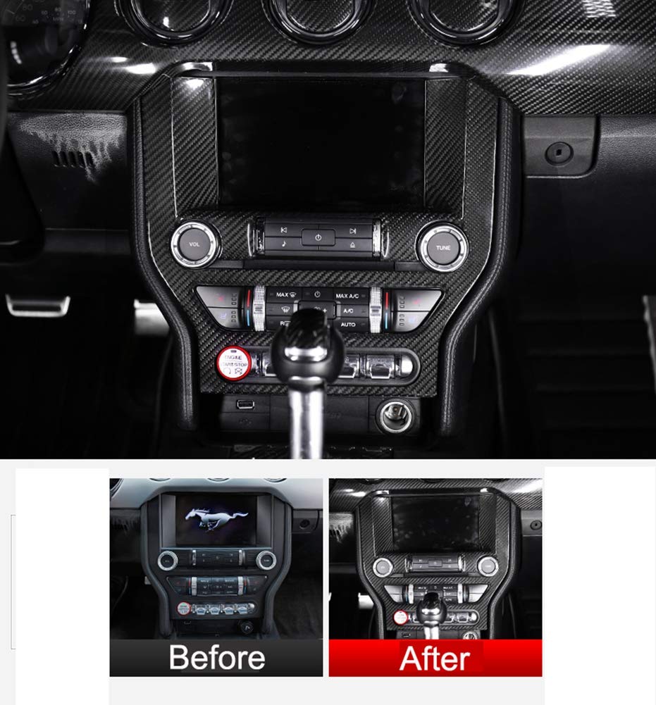 Carbon Fiber GPS Navigation Frame Panel Cover Trim for 2015-2017 Ford Mustang LHD - Dashboard Upgrade for Enhanced Driving Experience