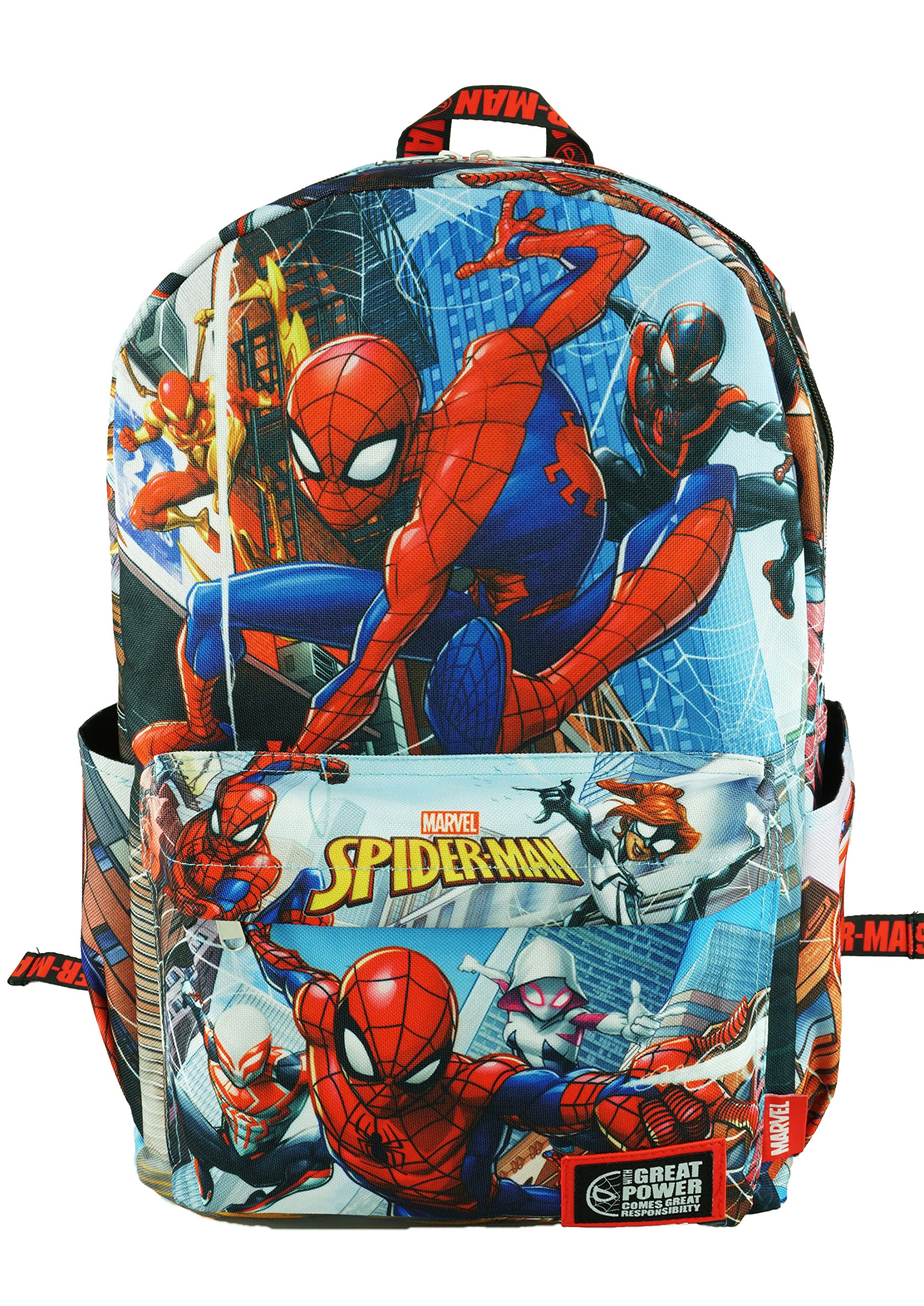 Marvel Spider-Man 17 Inch Deluxe All Overprint Large Backpack for School, Travel & Cosplay | Superhero Themed Bookbag for Kids & Adults