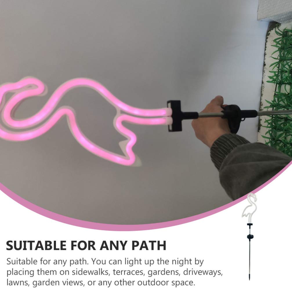 Uonlytech Flamingo Neon Sign Solar Garden Light - Waterproof Outdoor Lawn Decor with Flamingo Pattern, Perfect for Yard, Patio, and Garden Lighting at Night