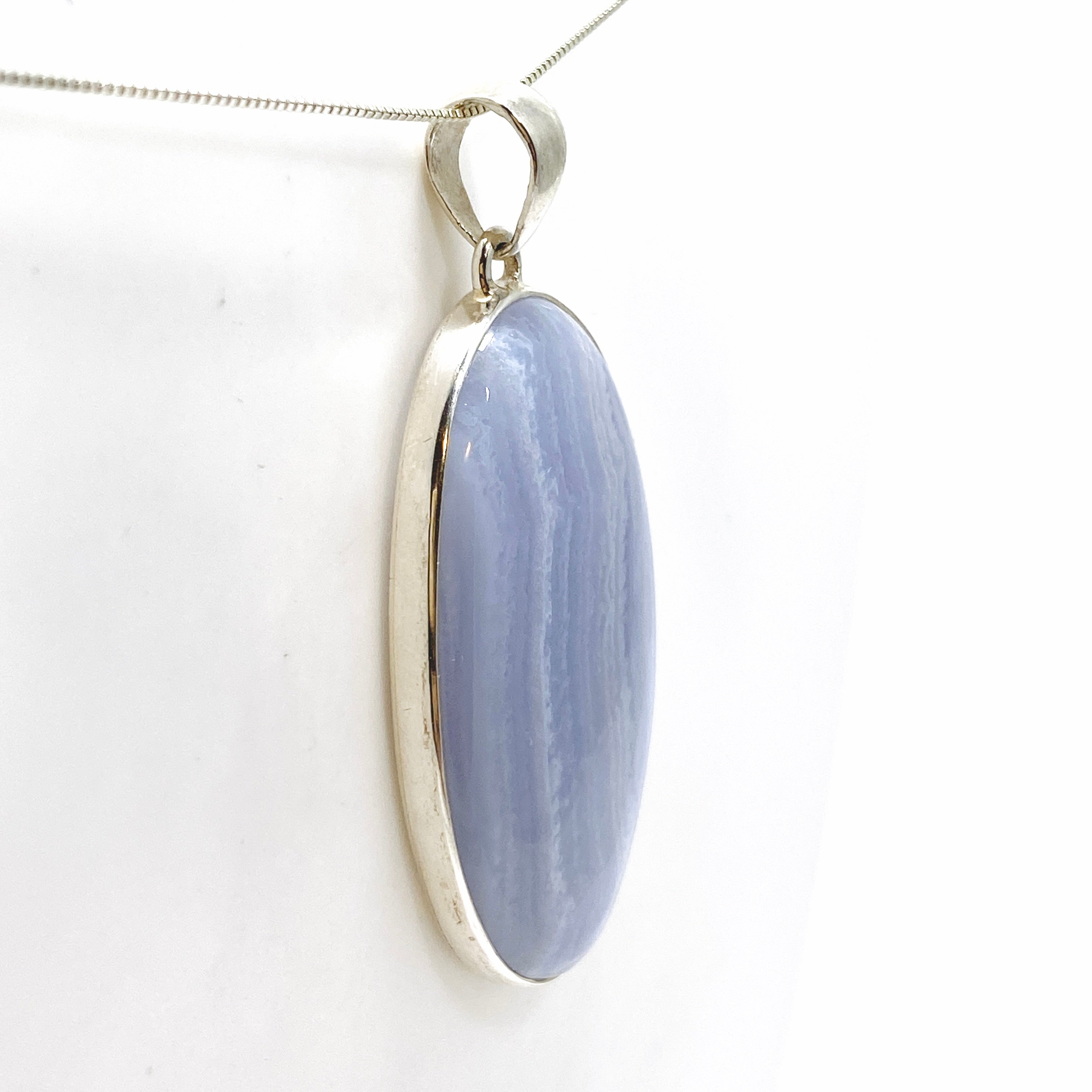 Blue Lace Agate Oval Cabochon Pendant - Natural Stone Jewelry for Women - Perfect for Necklace Making, Gift Giving & Spiritual Healing