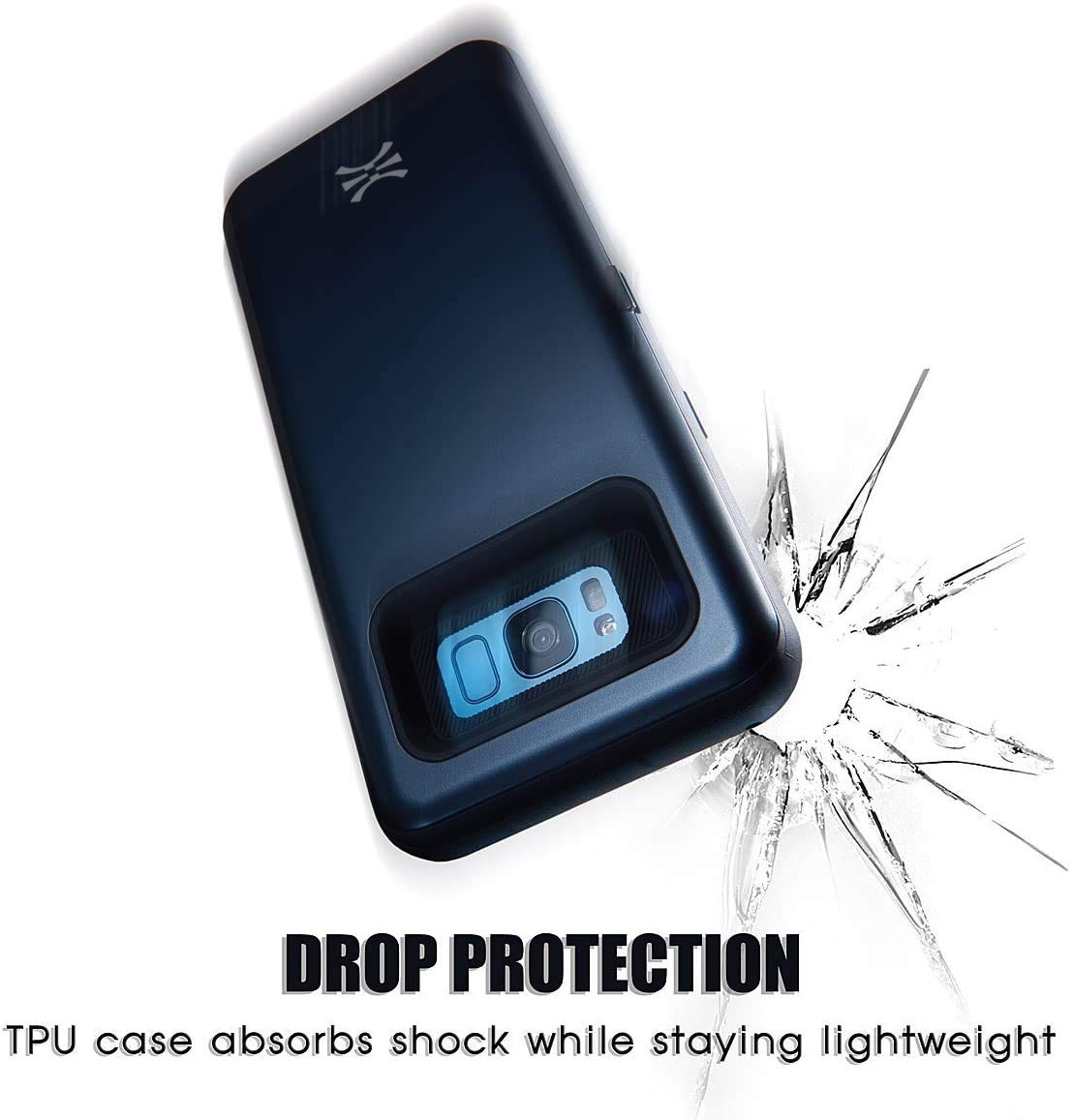 TORU CX PRO Case for Samsung Galaxy S8 with Card Holder - Slim Shockproof Protective Cover with Hidden Wallet Slot & Kickstand | Includes Mirror (Purple) | Perfect for Work, Travel & Everyday Use