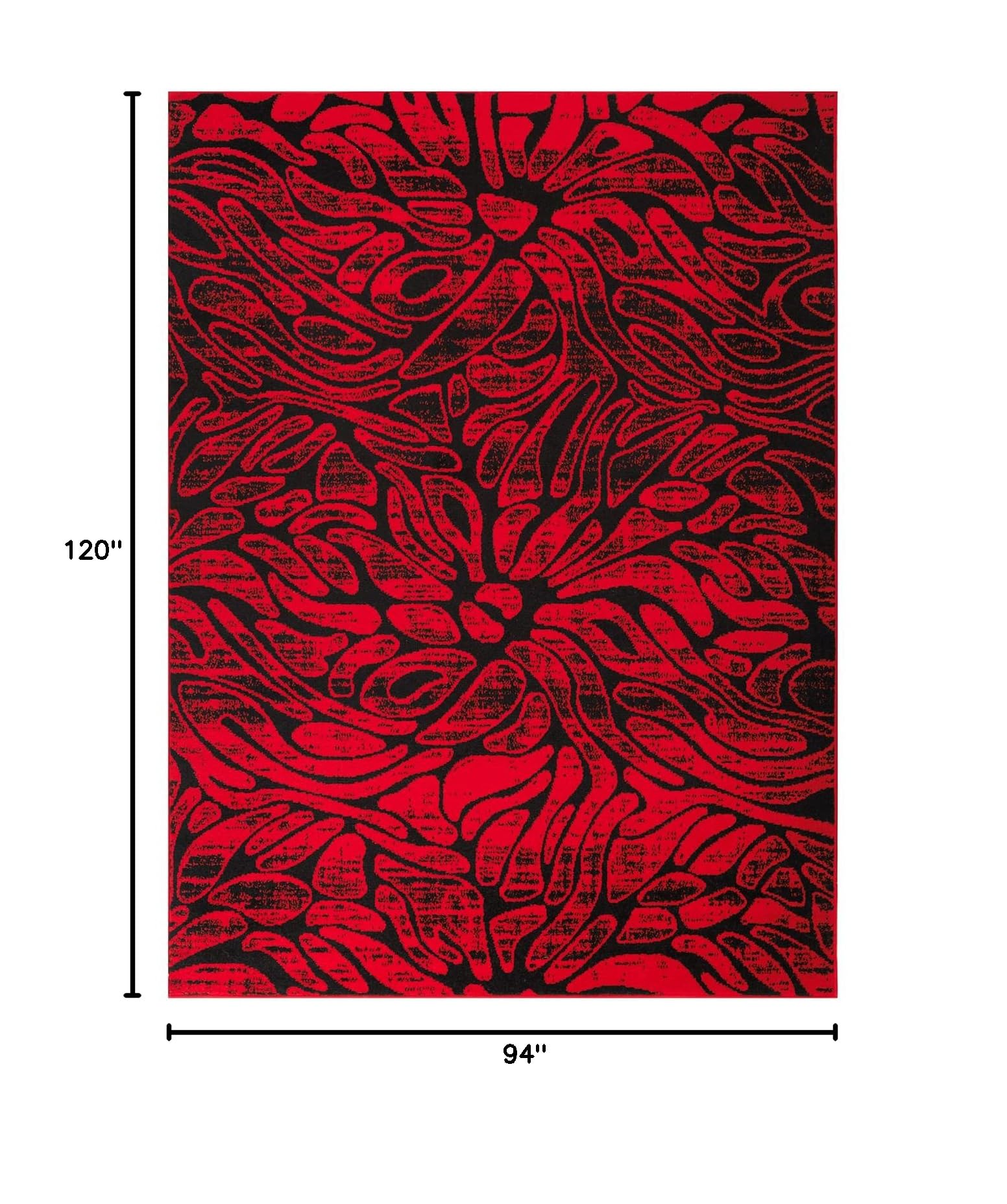 Antep Floral Abstract Area Rug 8x10 - Red & Black Indoor Carpet for Living Room, Bedroom, Dining Room - Soft & Durable Home Decor (7'10