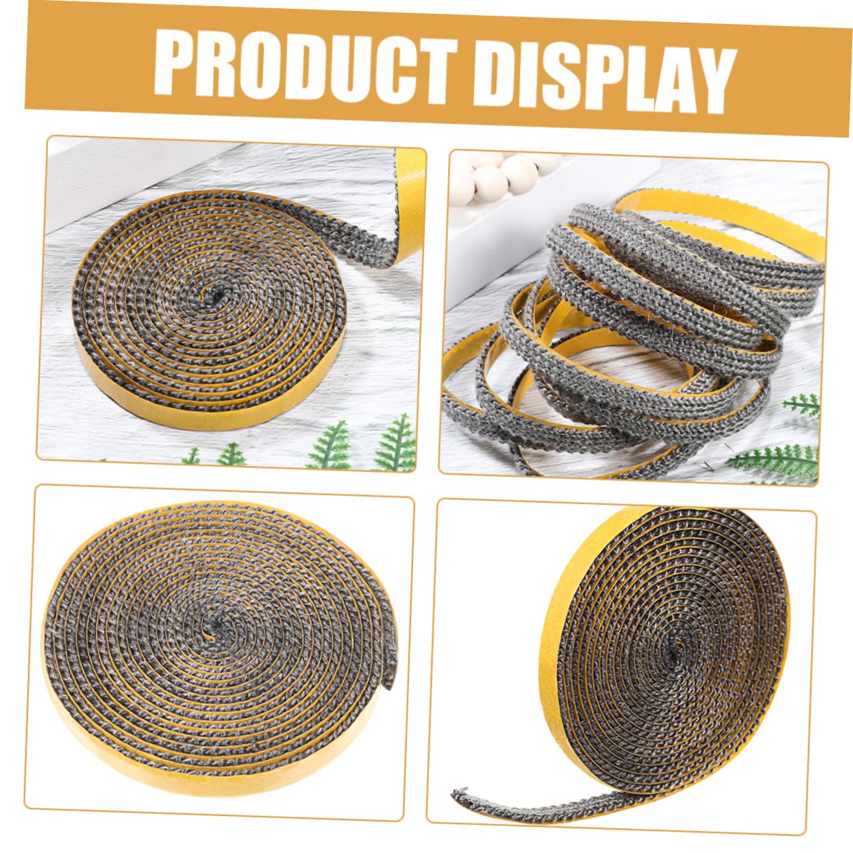 POPETPOP 4 Rolls Self-Adhesive Fiberglass Stove Gasket Tape - High Heat Resistant Door Seal for Wood Stove, Fireplace & Glass Window Repair - Perfect for Fire Rope Replacement & DIY Stove Maintenance
