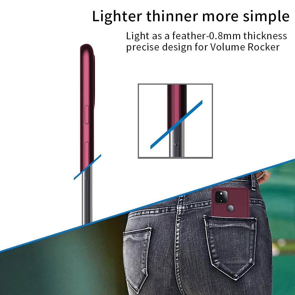 Google Pixel 4a 5G Case - Ultra Slim Fit, Soft Flexible TPU, Matte Finish, Light Coating, Full Protective Cover for Women - Wine Red - Perfect for Everyday Use and Travel