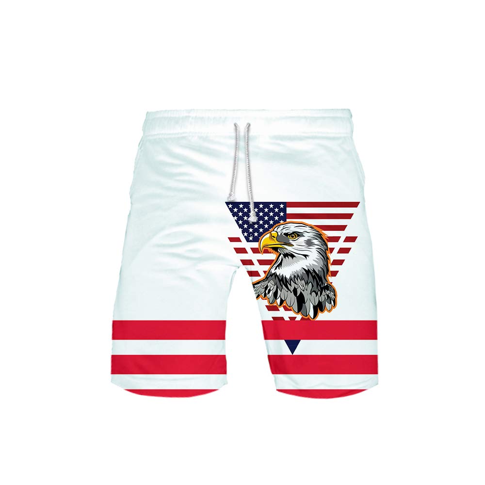 URVIP Men's USA Flag Swim Trunks - 3D Printed Quick Dry Beach Shorts for Swimming, Surfing & Summer Vacation | Patriotic American Design Board Shorts