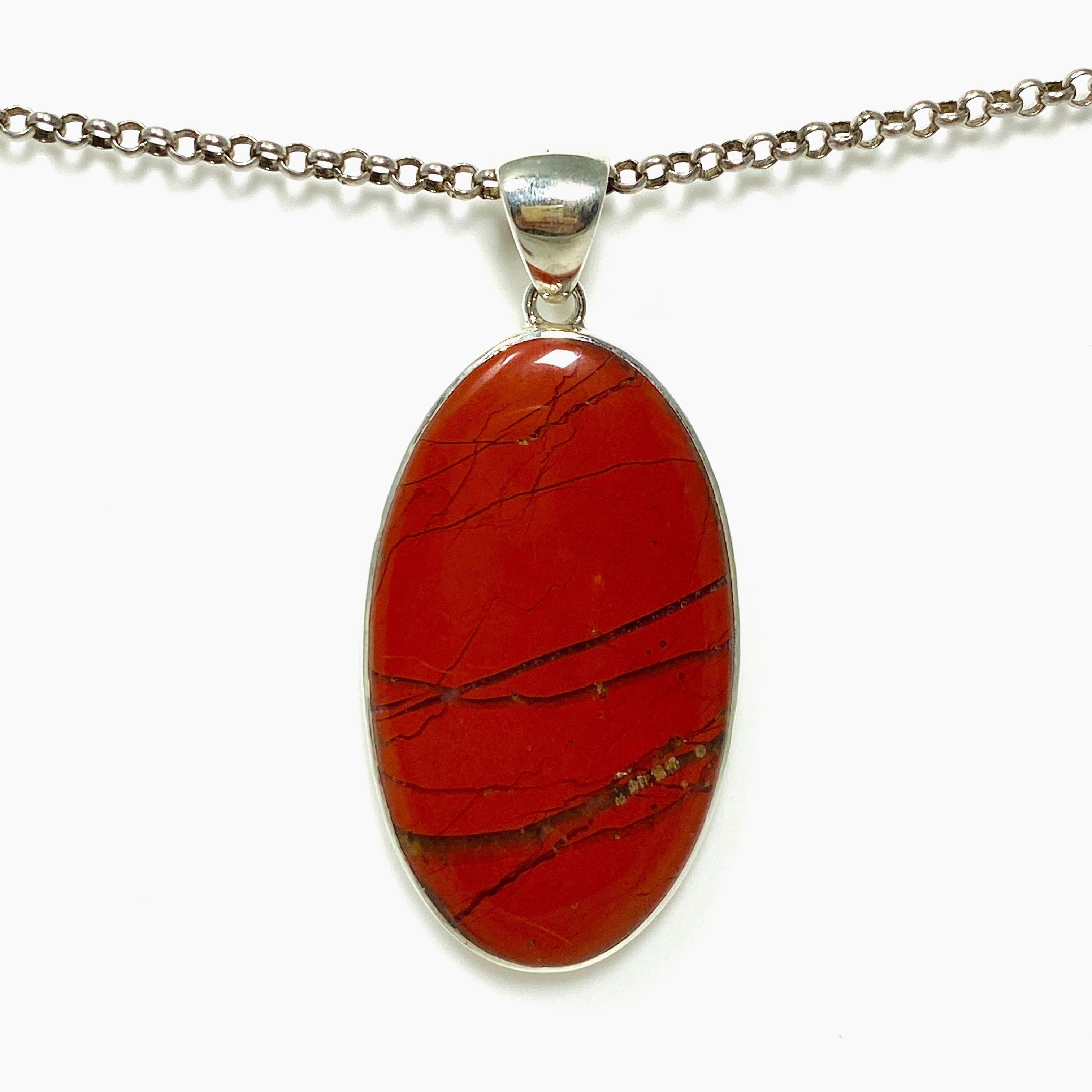 Red Jasper Oval Pendant Necklace - Natural Stone Jewelry KPGJ4442 for Healing, Protection & Spiritual Balance | Perfect for Meditation, Yoga & Energy Work