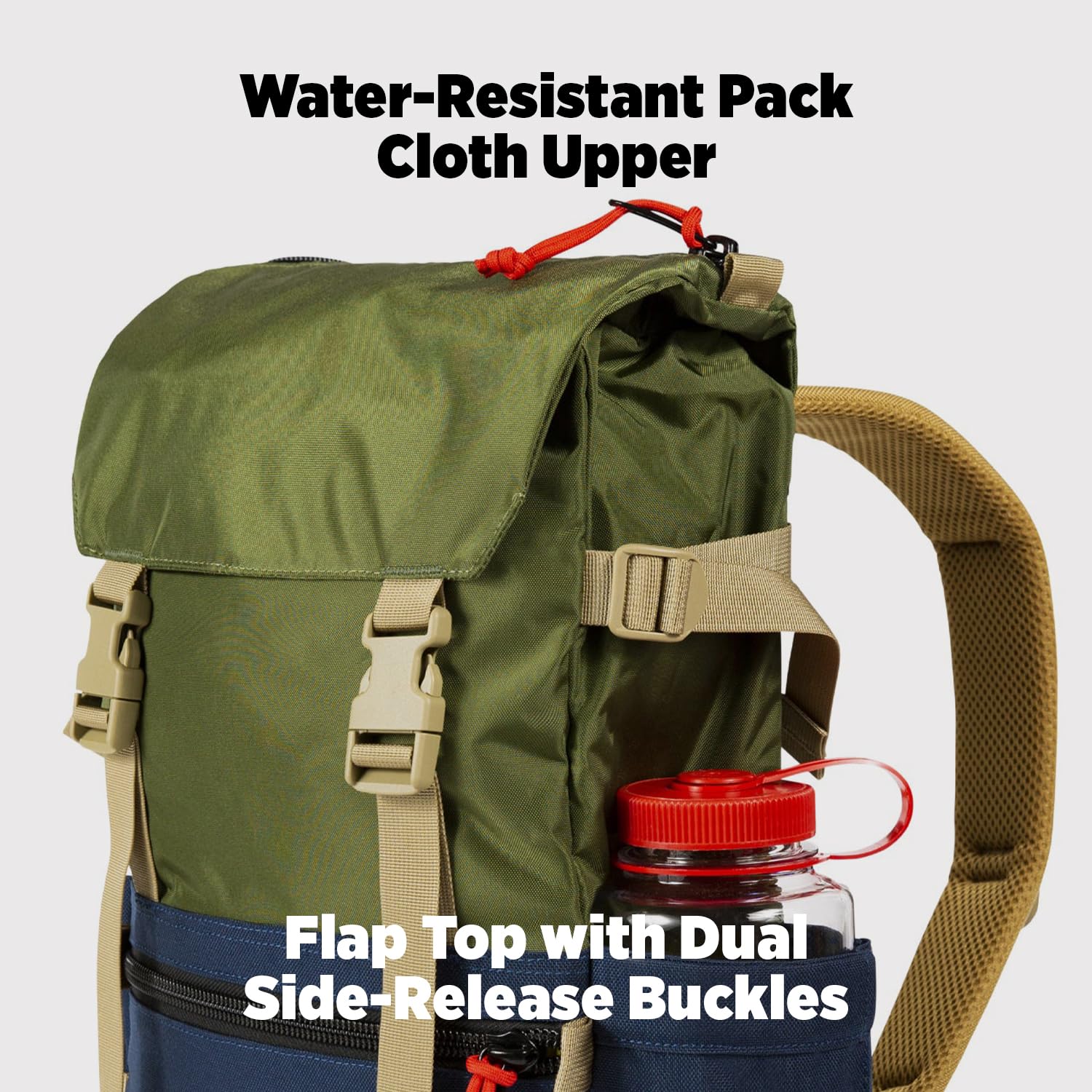 Topo Designs Rover Pack Classic Backpack - Khaki/Black - Durable Everyday Carry Bag for Hiking, Travel & Commuting