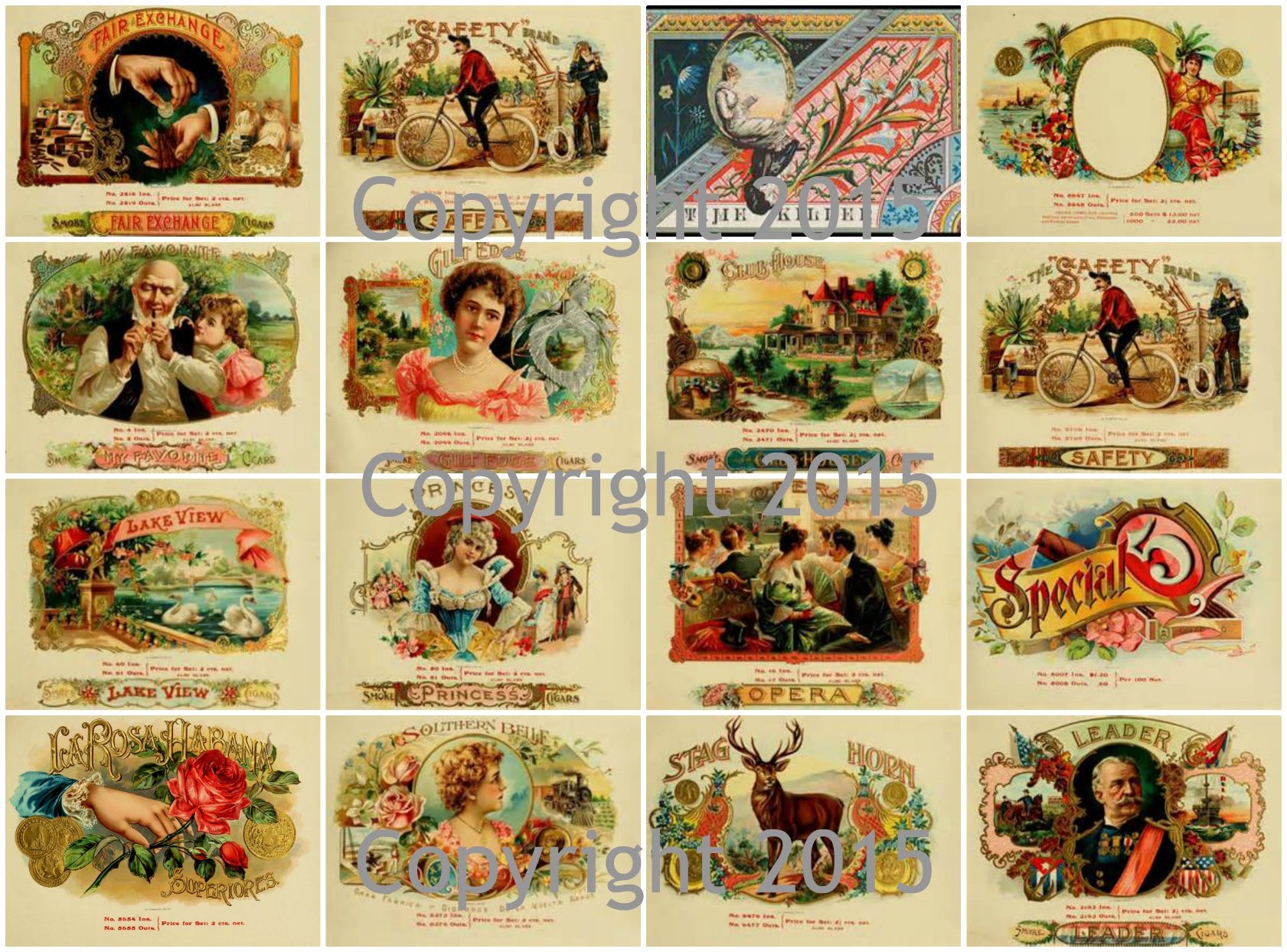 Vintage Victorian Cigar Labels for Decoupage & Crafts - Scrapbooking, Jewelry Making