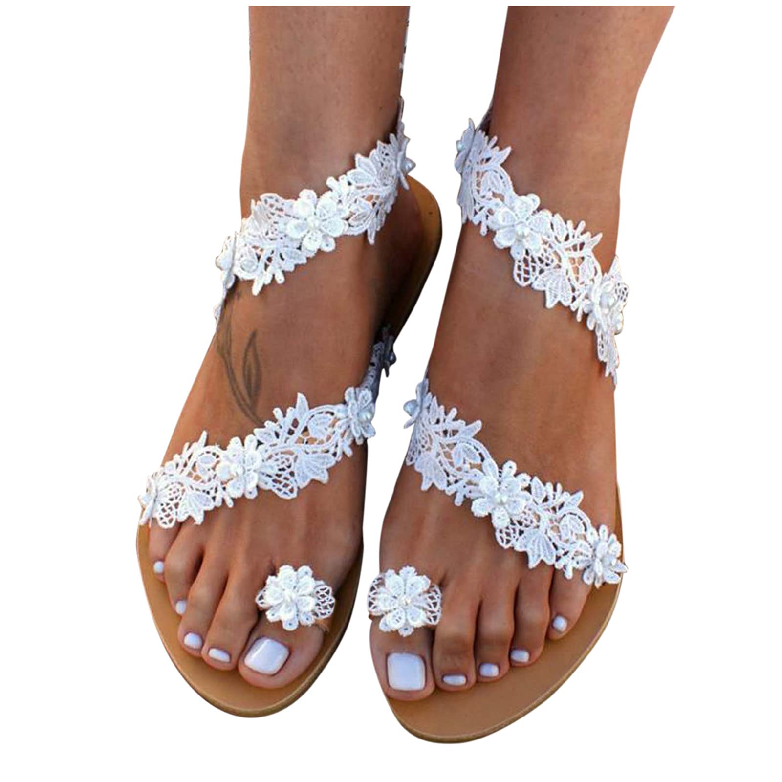 Women's Bohemian Flower Sandals - Casual Open Toe Summer Sandals for Beach, Outdoor & Vacation | Comfortable Flat Slippers for Walking, Travel & Relaxing
