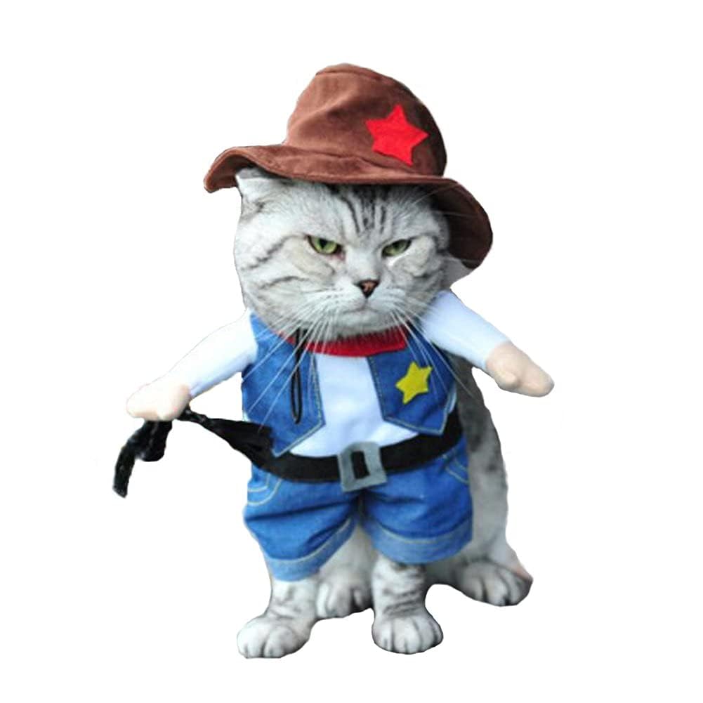 Autumn Cowboy Dog Costume with Hat - Halloween Pet Outfit for Small Dogs & Cats (XS) - Perfect for Halloween Parties & Photo Shoots