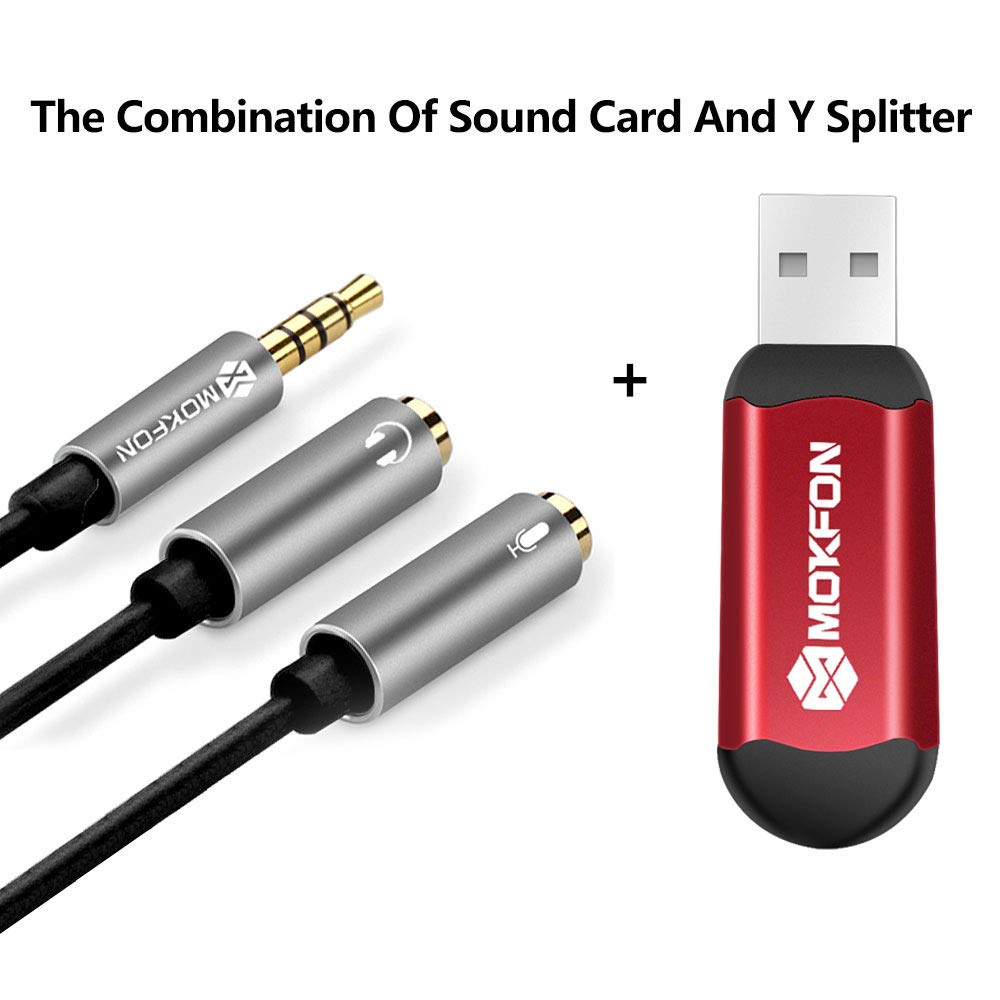 TRRS Splitter Adapter with USB External Sound Card & Microphone - Compatible with Windows, Mac, Linux, PS4, Nintendo Switch, Tablets, PC & Phones (Black/Red) - Perfect for Gaming, Streaming, Online Meetings & Podcasting