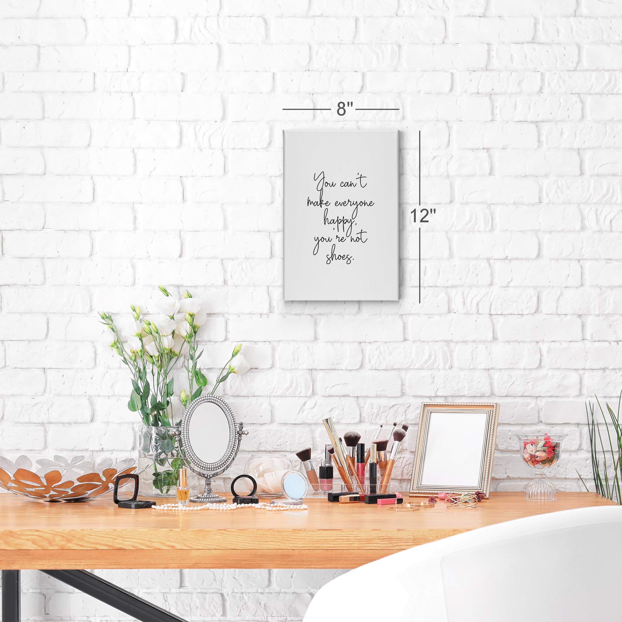 Smile Art Design - 'You Can’t Make Everyone Happy You’re Not Shoes' Minimalist Hand Lettering Canvas Print - Glam Fashion Wall Art for Girls Room, Women's Dorm, Bedroom & Living Room Decor - Ready to Hang 40x30 - Perfect for Home, Office & Gift Giving