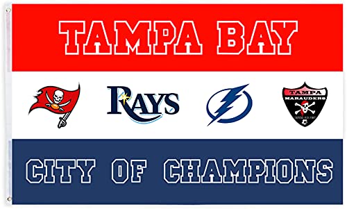 Tampa Bay City of Champions Sports Fan Flag - Durable Outdoor Yard Banner with Brass Grommets for Garden, Dorm Decor & Game Day Parties - Perfect for Football Tailgates, Backyard BBQs & Sports Themed Events